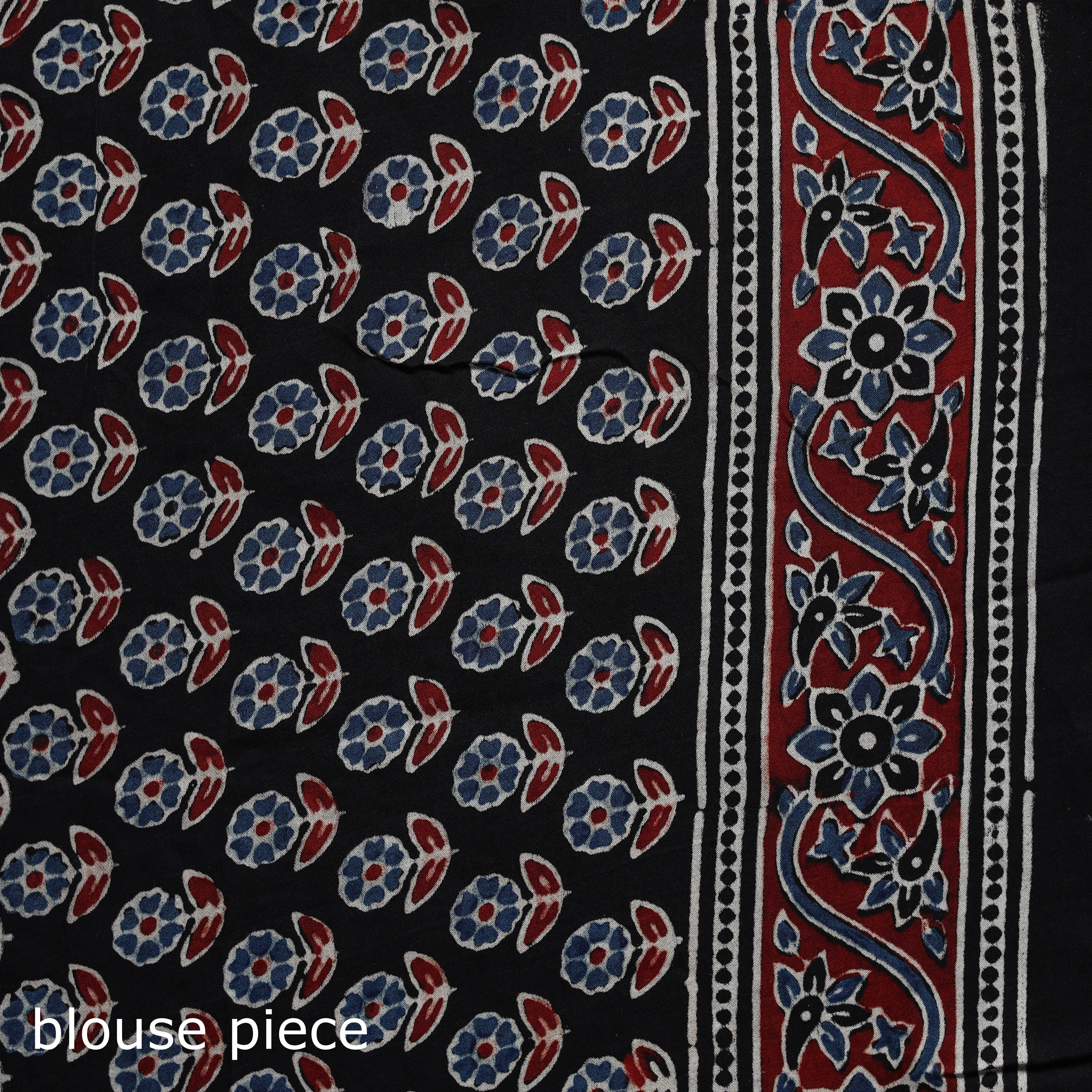 Multicolor - Natural Dyed Modal Silk Kutch Hand Block Print Ajrakh Saree 08 sold by Itokri product image thumbnail 5