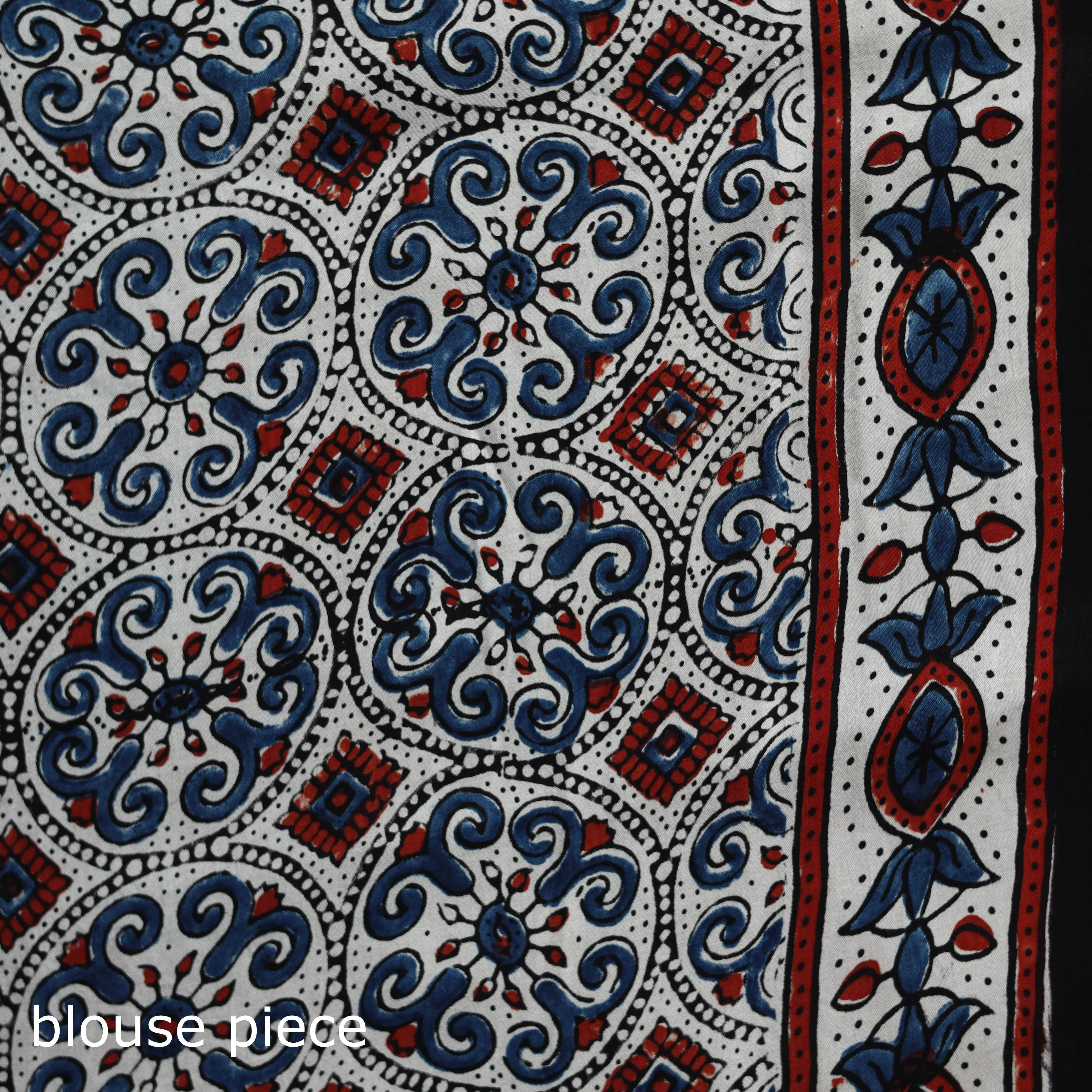 White - Natural Dyed Modal Silk Kutch Hand Block Print Ajrakh Saree 15 sold by Itokri product image thumbnail 5