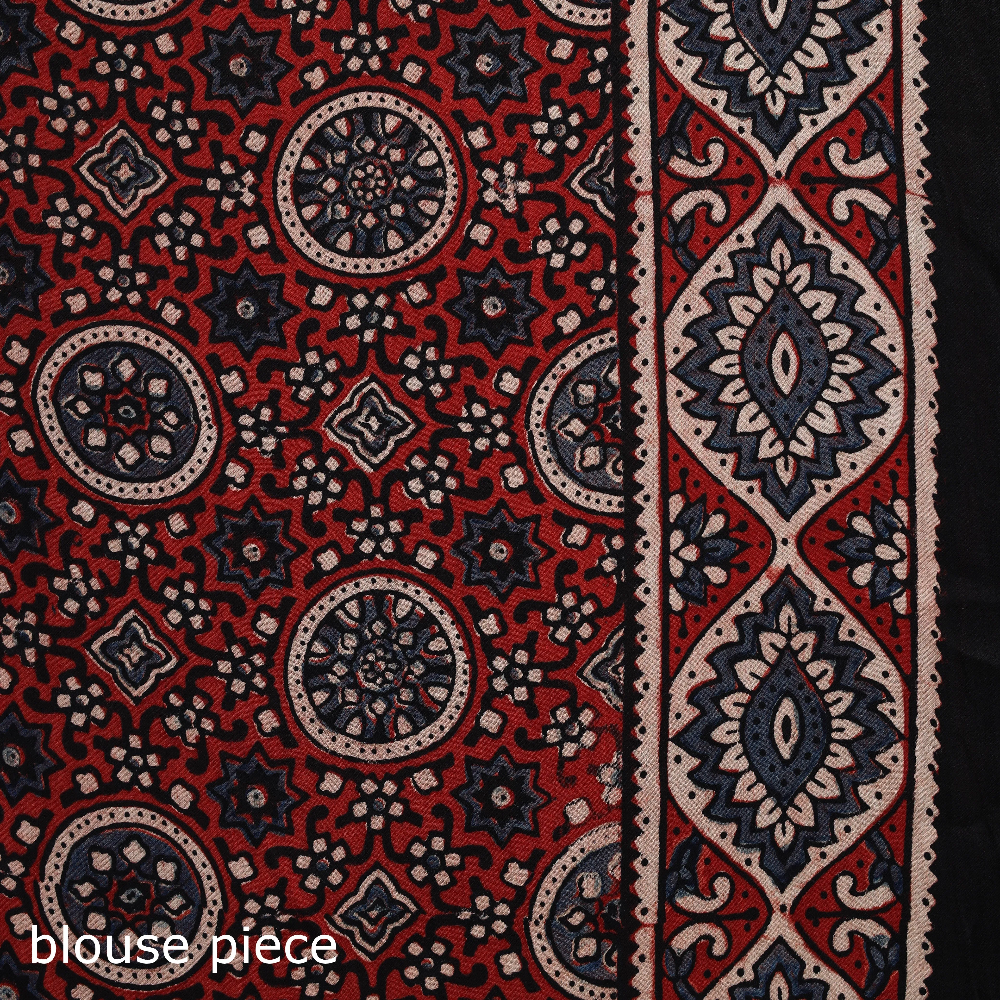 Natural Dyed Modal Silk Kutch Hand Block Print Ajrakh Saree 13 sold by Itokri product image thumbnail 5