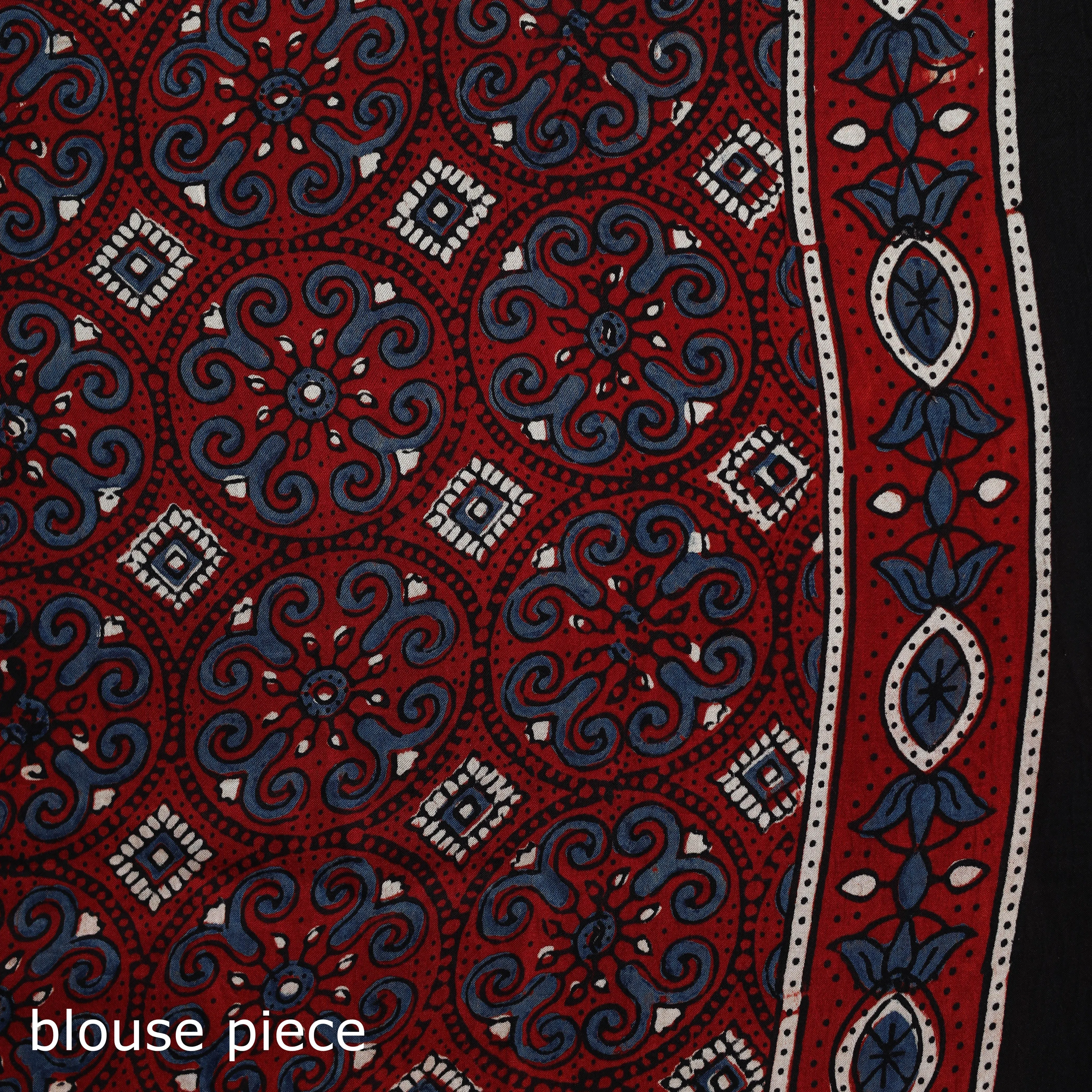 Red - Natural Dyed Modal Silk Kutch Hand Block Print Ajrakh Saree 27 sold by Itokri product image thumbnail 5