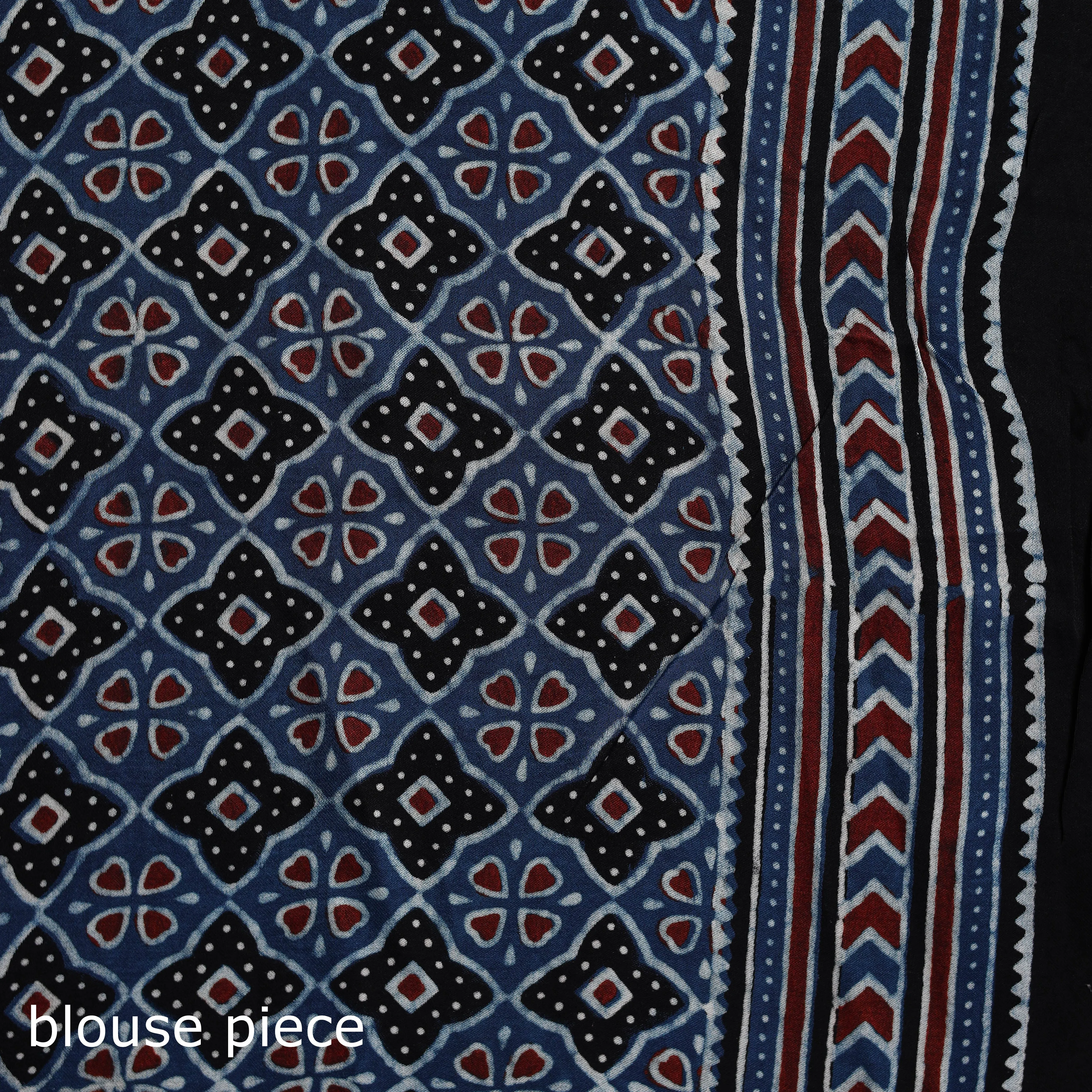 Natural Dyed Modal Silk Kutch Hand Block Print Ajrakh Saree 26 sold by Itokri product image thumbnail 5