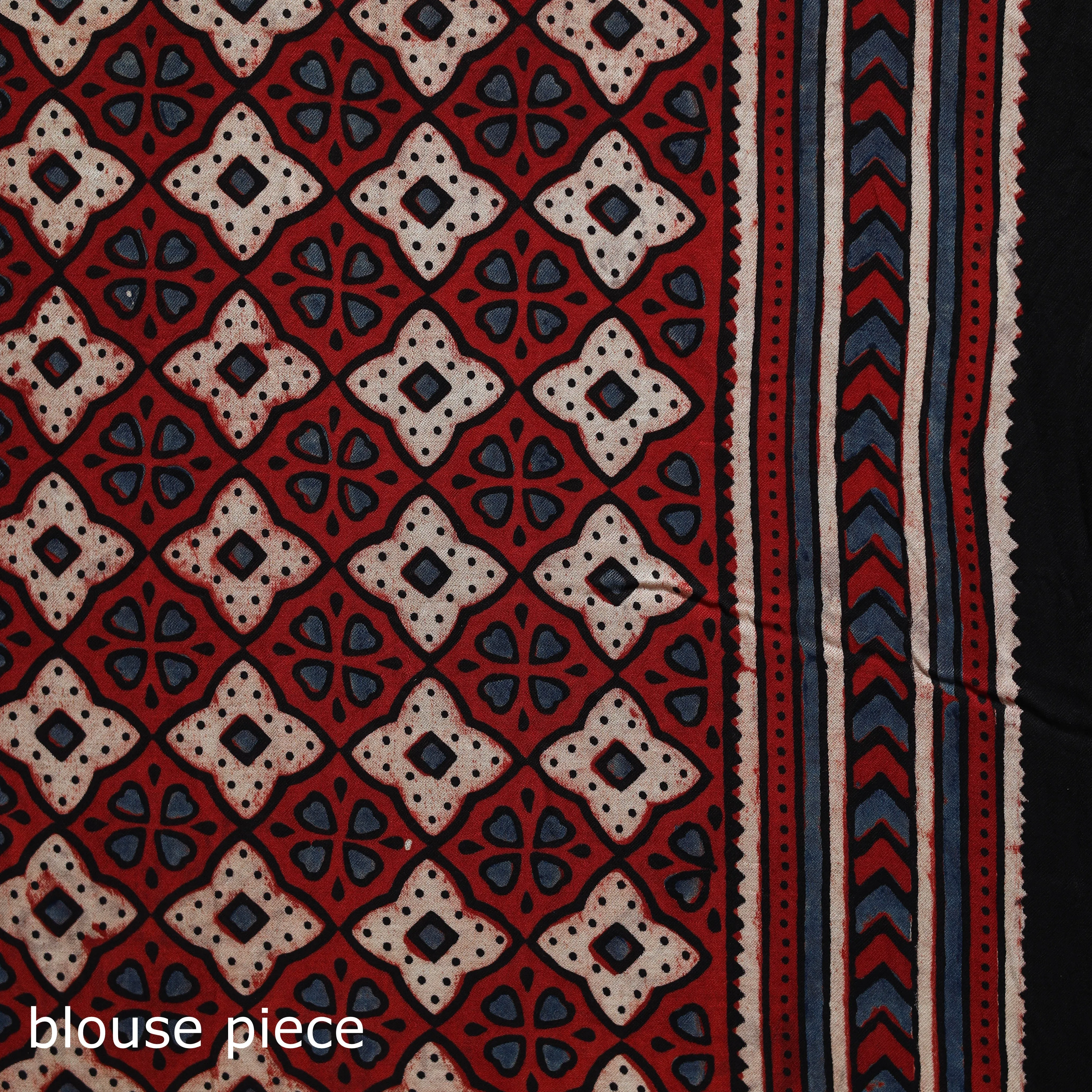 Red - Natural Dyed Modal Silk Kutch Hand Block Print Ajrakh Saree 24 sold by Itokri product image thumbnail 5