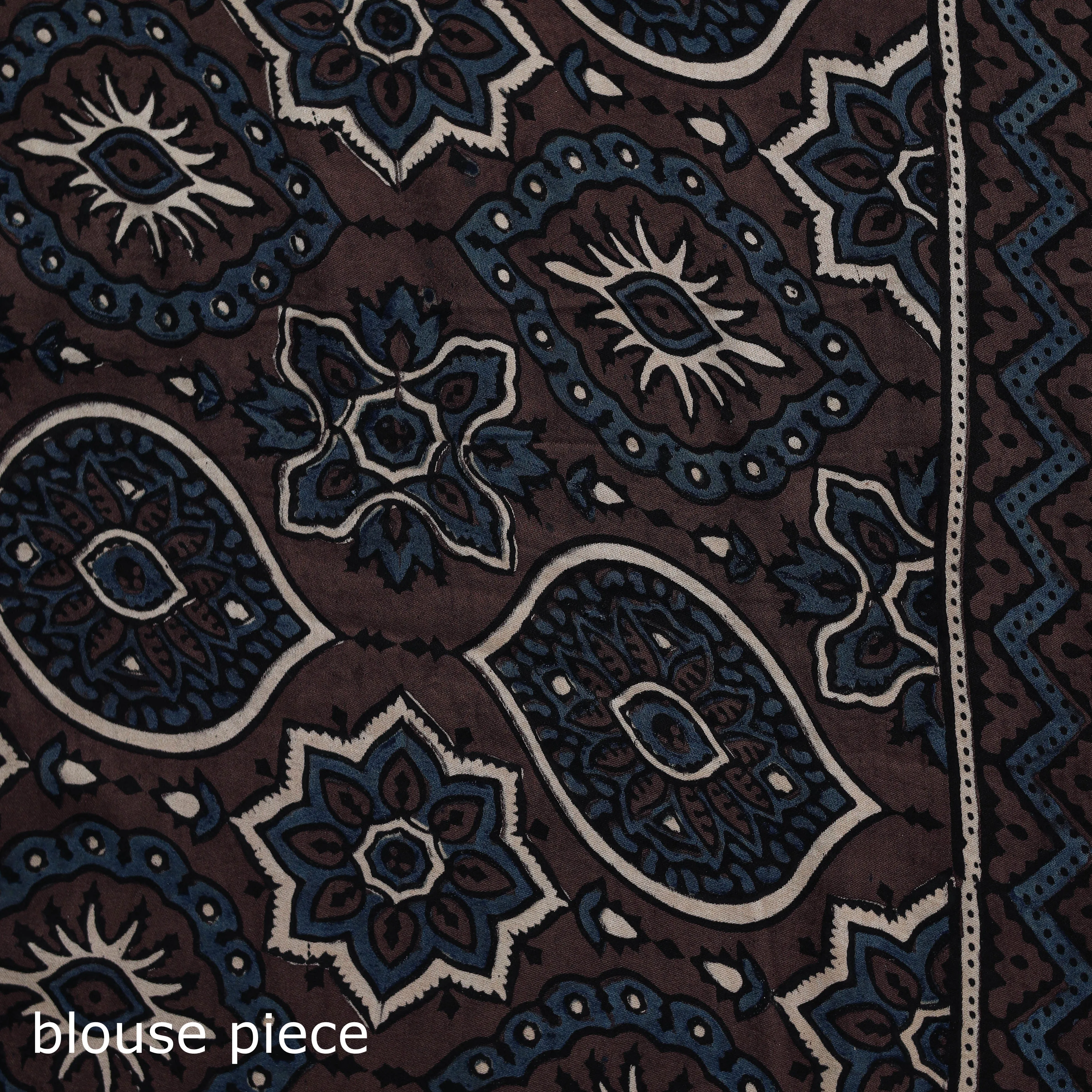 Brown - Natural Dyed Modal Silk Kutch Hand Block Print Ajrakh Saree 33 sold by Itokri product image thumbnail 5