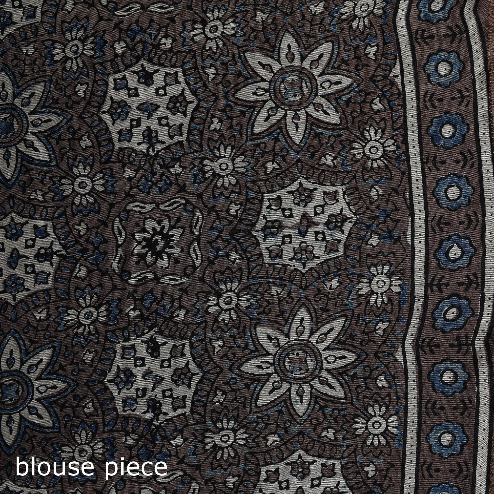 Brown - Hand Block Print Natural Dyed Chanderi Silk Ajrakh Saree 11 sold by Itokri product image thumbnail 5