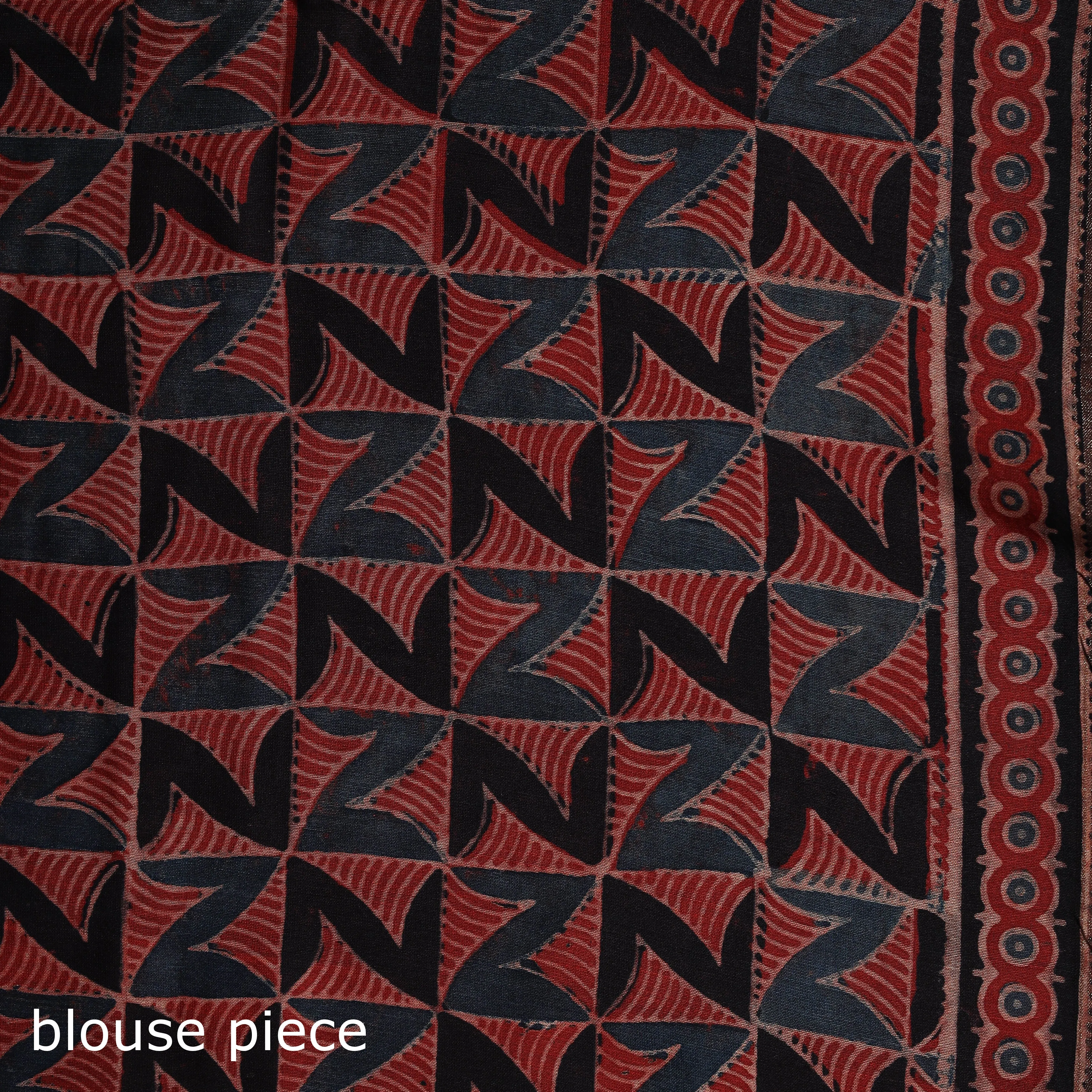 Red - Hand Block Print Natural Dyed Chanderi Silk Ajrakh Saree 14 sold by Itokri product image thumbnail 5