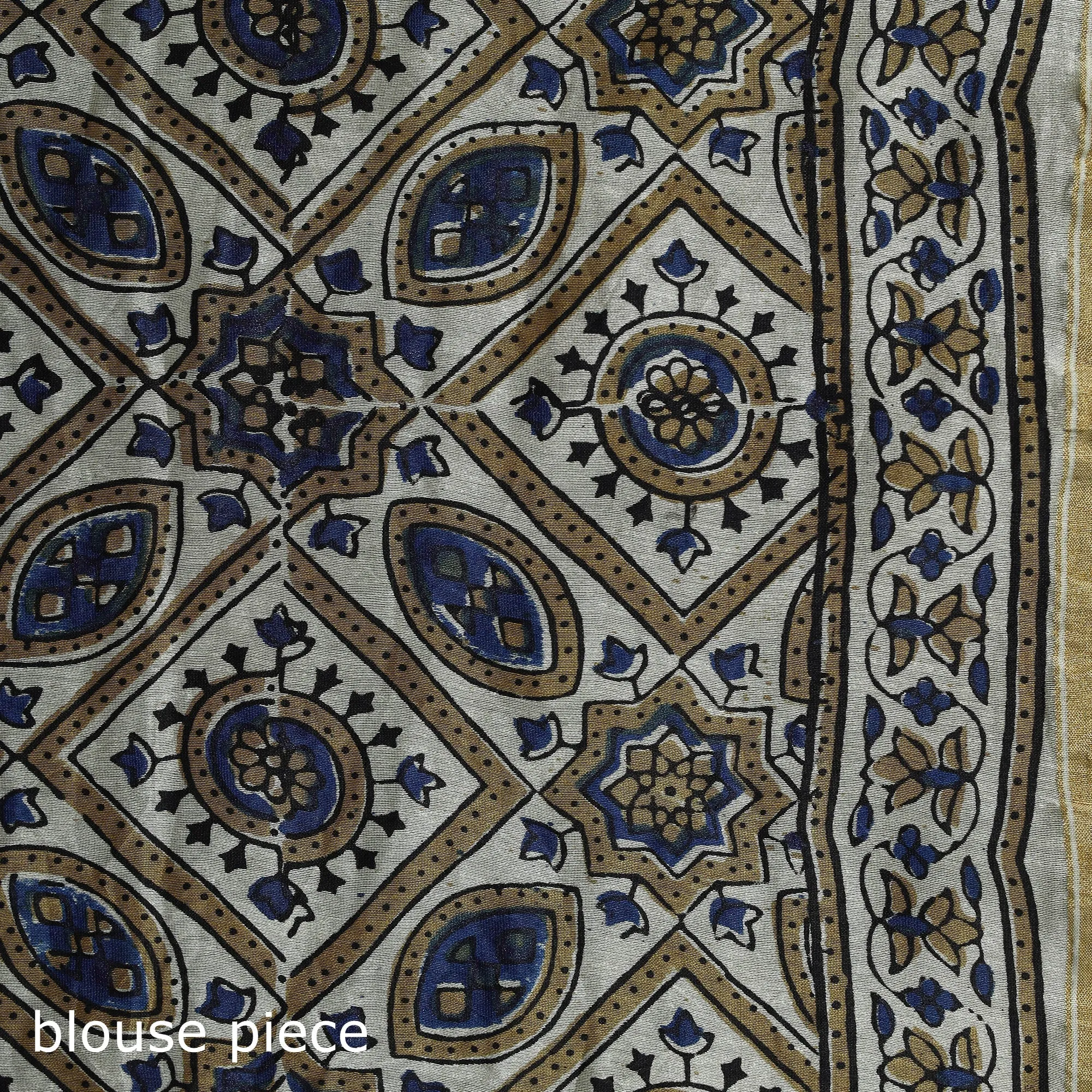 Beige - Hand Block Print Natural Dyed Chanderi Silk Ajrakh Saree 12 sold by Itokri product image thumbnail 5