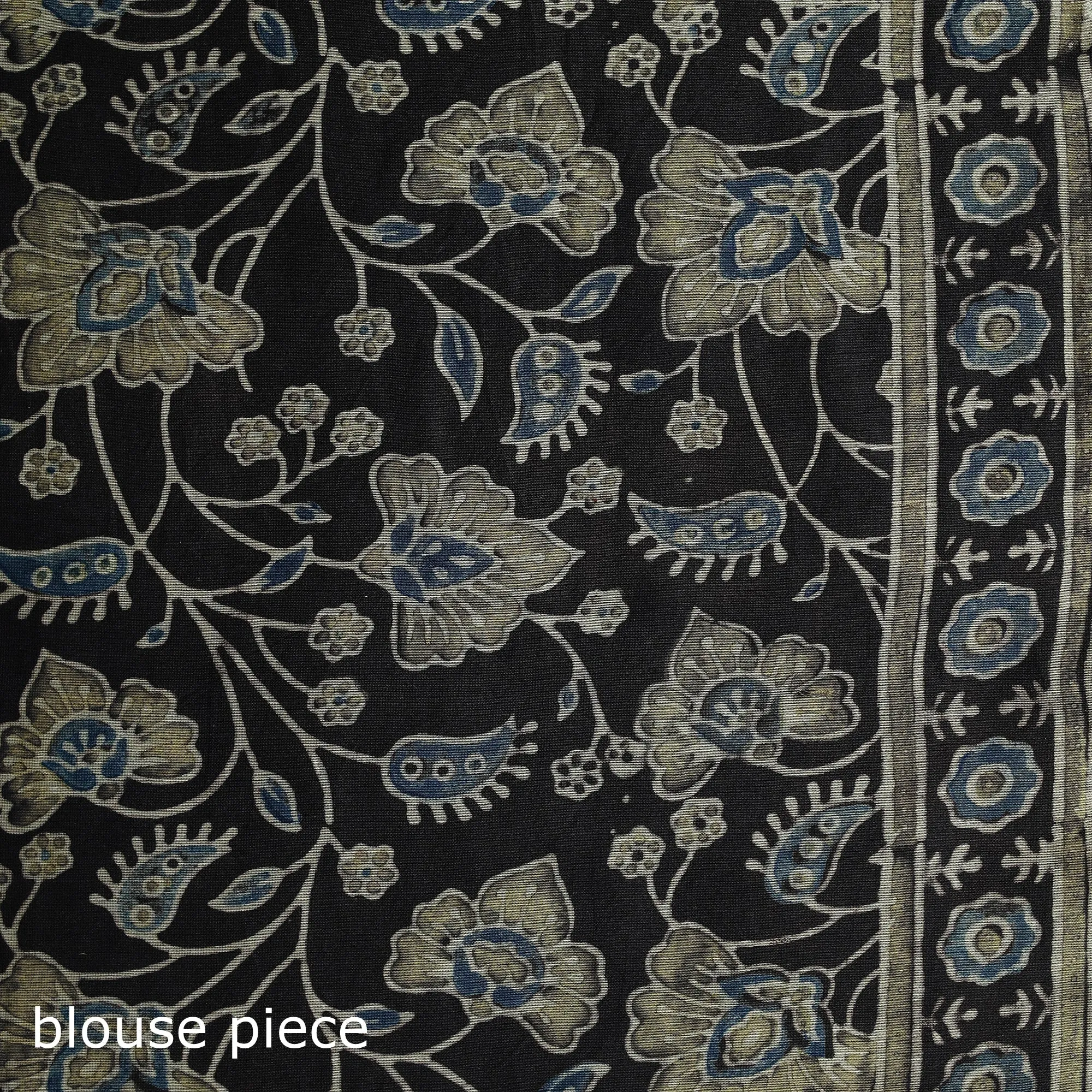 Black - Hand Block Print Natural Dyed Chanderi Silk Ajrakh Saree 15 sold by Itokri product image thumbnail 5