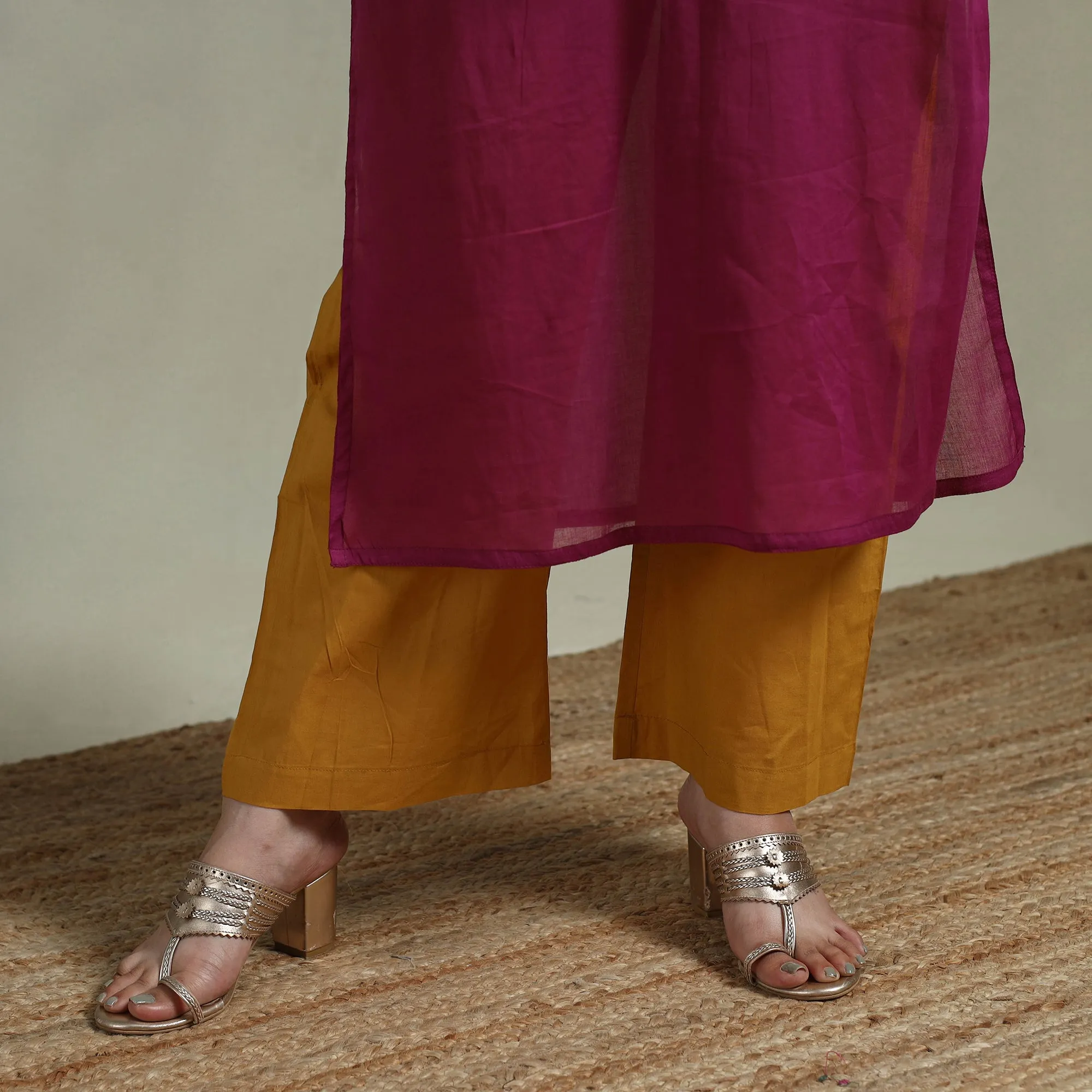 Purple - Mulmalai Cotton Plain Dyed Straight Kurta 06 sold by Itokri product image thumbnail 4