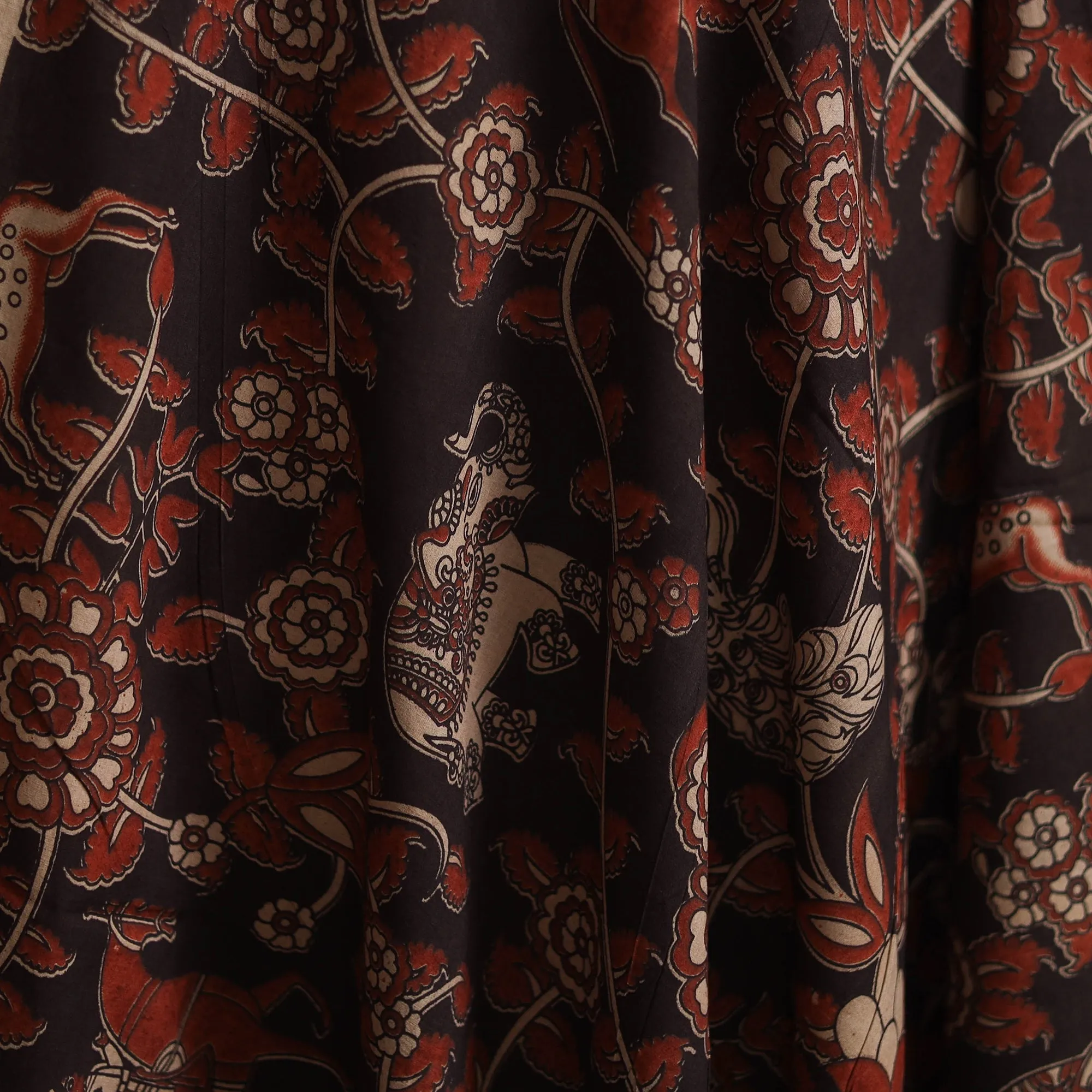 Black - Printed Cotton Kalamkari Fabric 10 sold by Itokri product image thumbnail 3