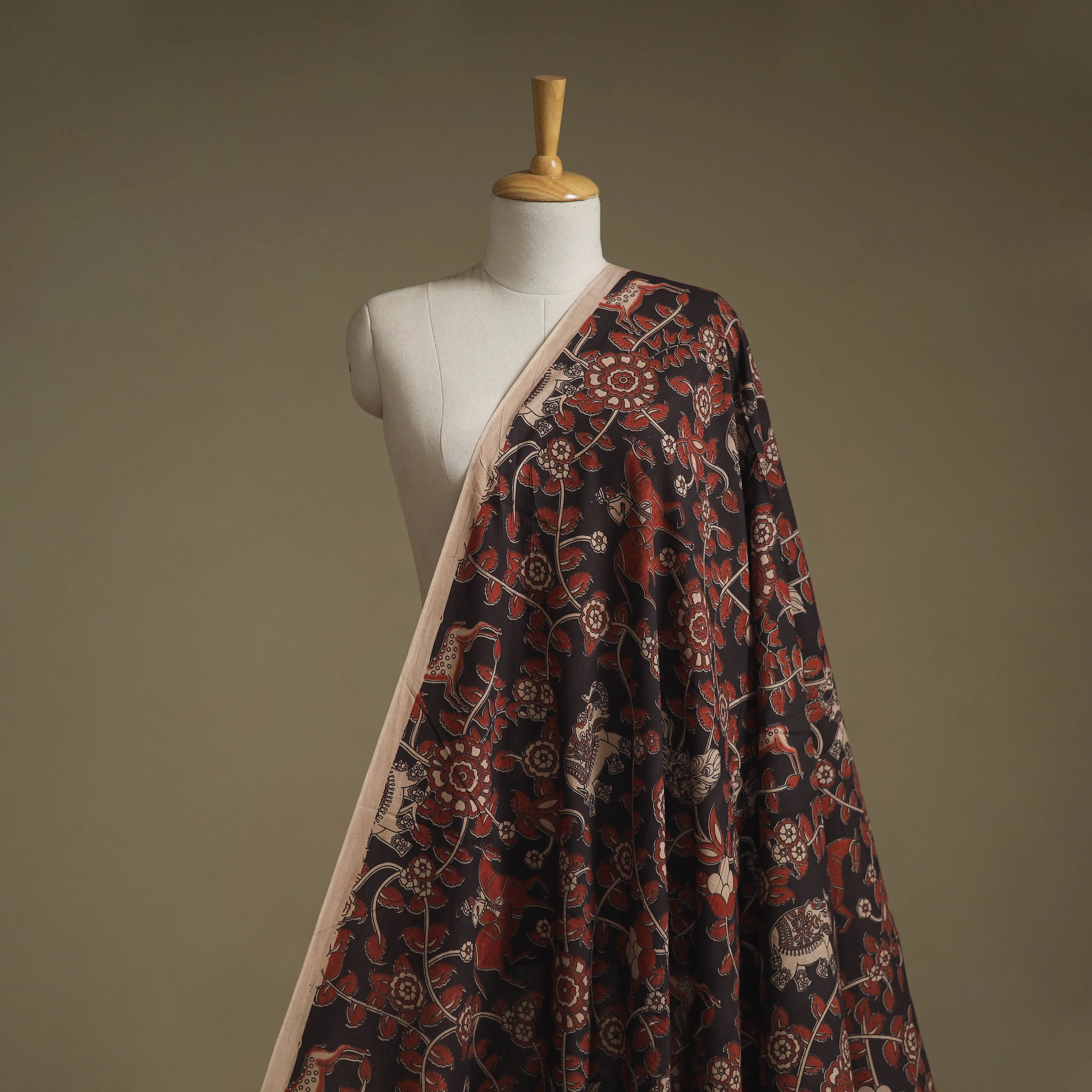 Black - Printed Cotton Kalamkari Fabric 10 sold by Itokri