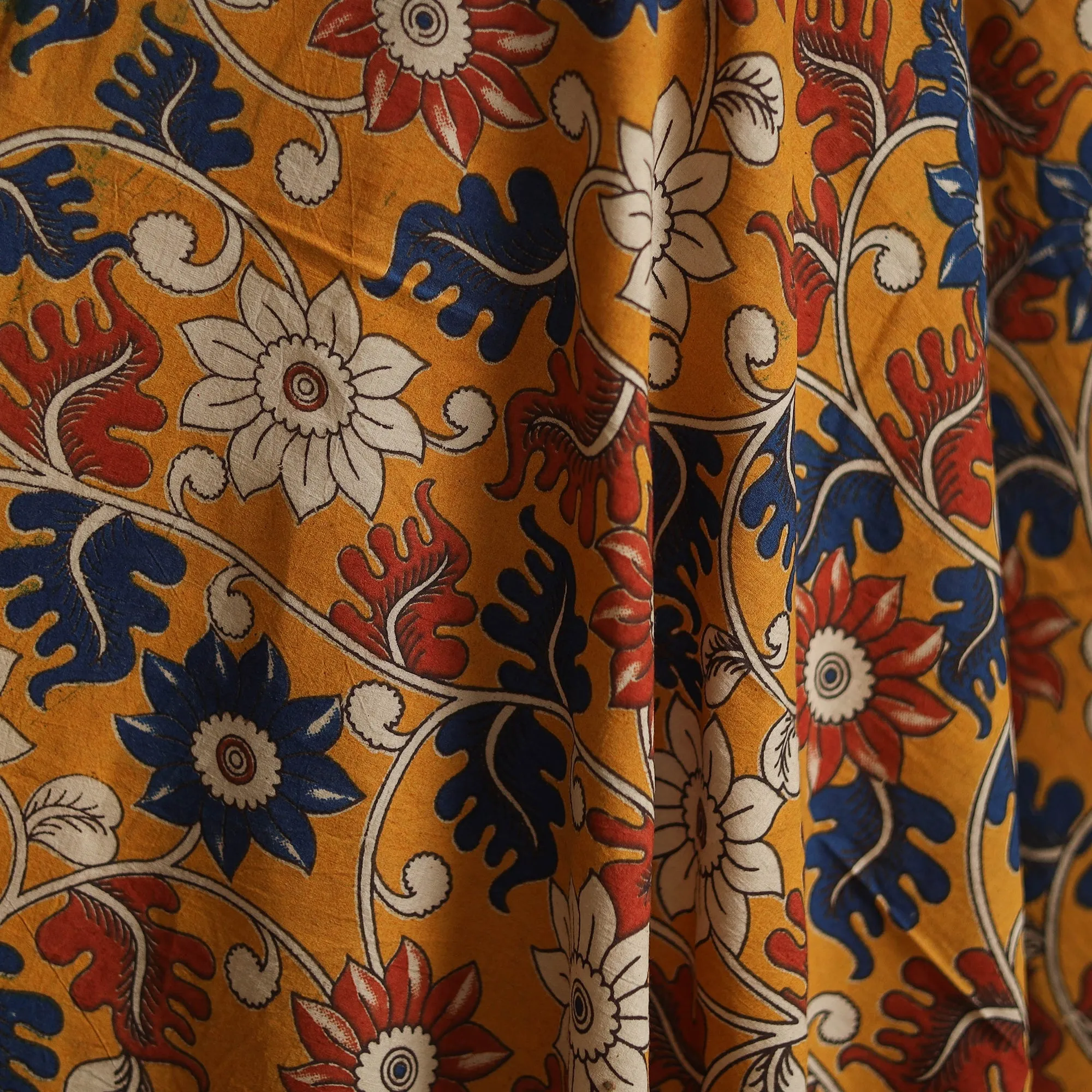 Yellow - Printed Cotton Kalamkari Fabric 14 sold by Itokri product image thumbnail 3