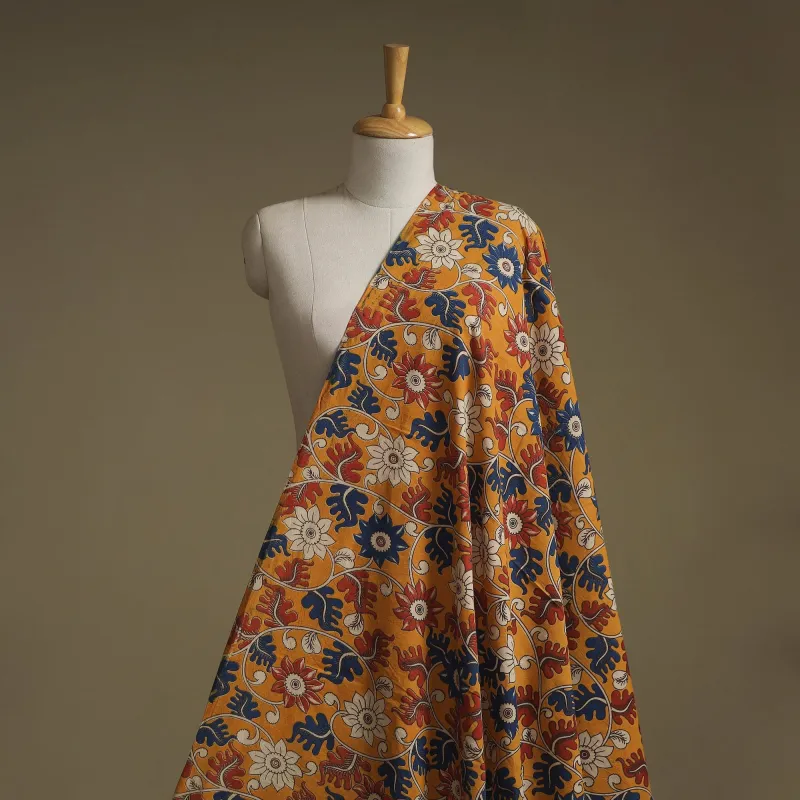 Yellow - Printed Cotton Kalamkari Fabric 14 made by Itokri