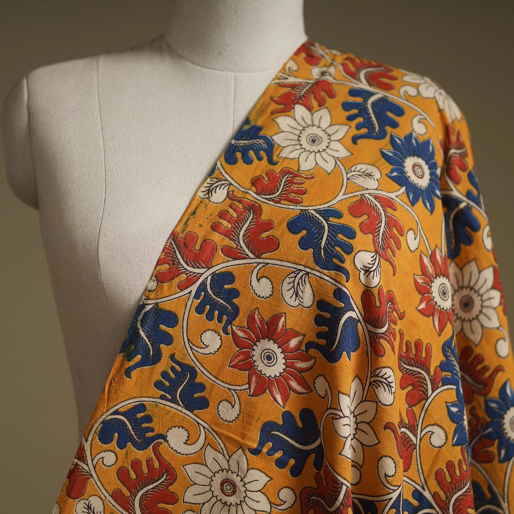 Yellow - Printed Cotton Kalamkari Fabric 14 sold by Itokri product image thumbnail 2