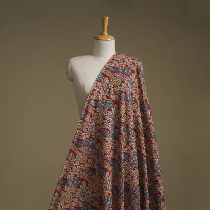 Red - Printed Cotton Kalamkari Fabric 18 made by Itokri