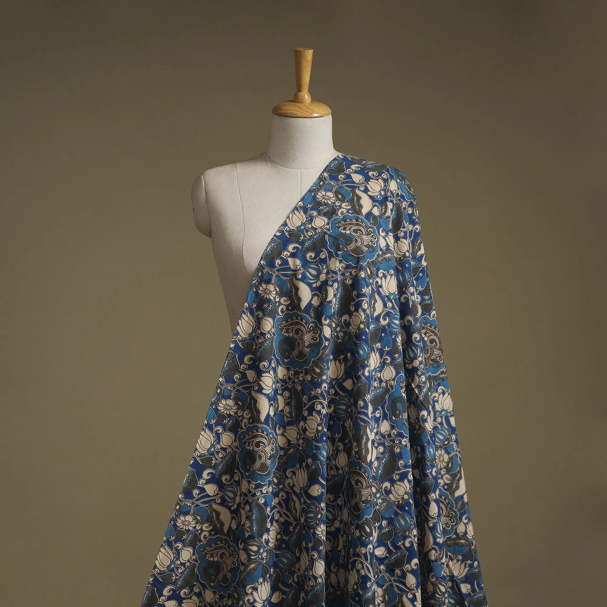 Blue - Printed Cotton Kalamkari Fabric 17 sold by Itokri