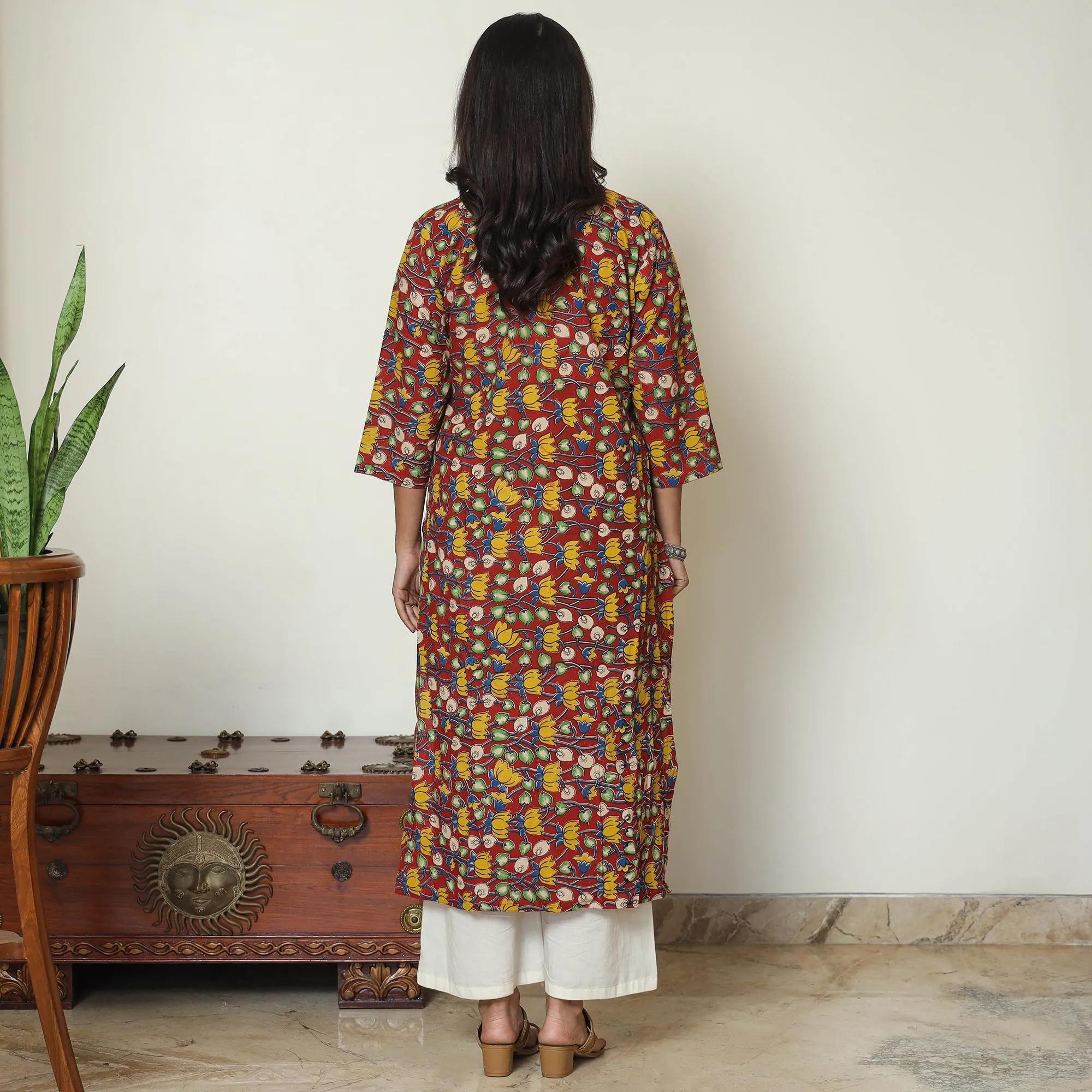 Multicolor - Kalamkari Printed Cotton Straight Kurta 51 sold by Itokri product image thumbnail 4