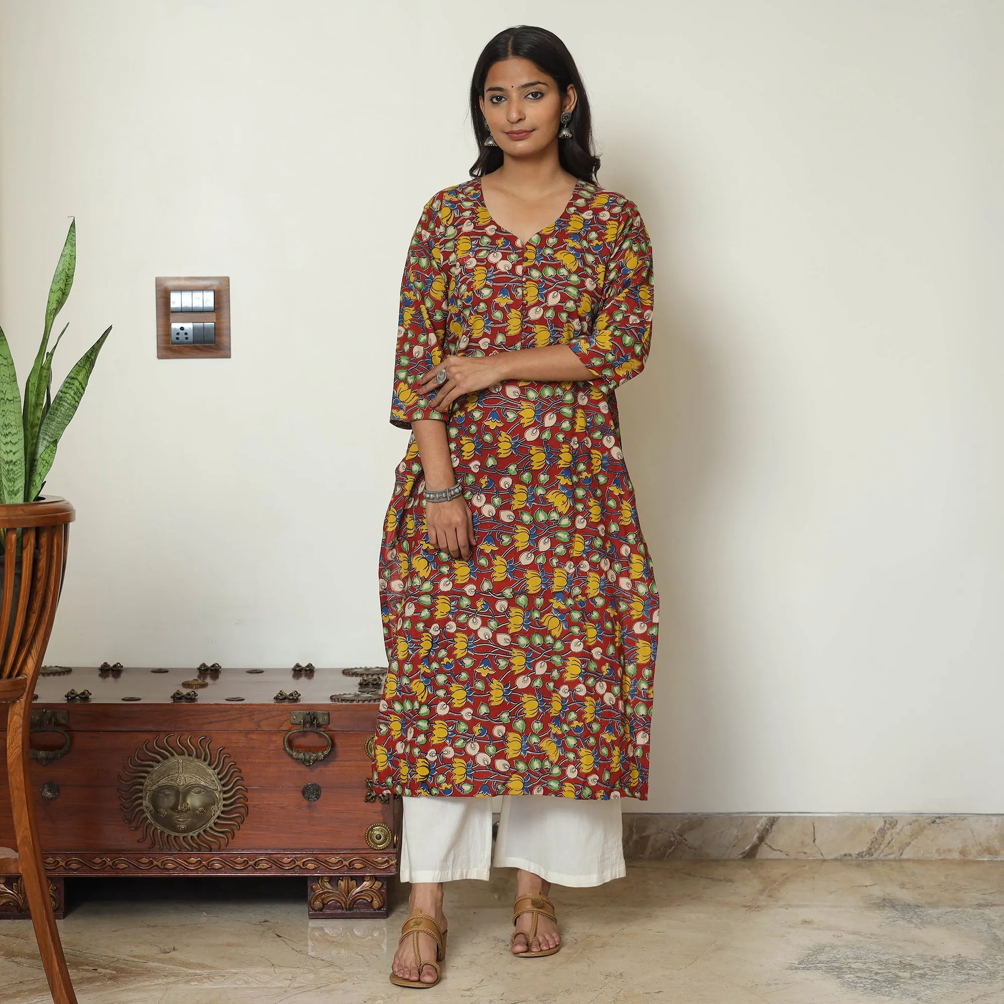 Multicolor - Kalamkari Printed Cotton Straight Kurta 51 sold by Itokri