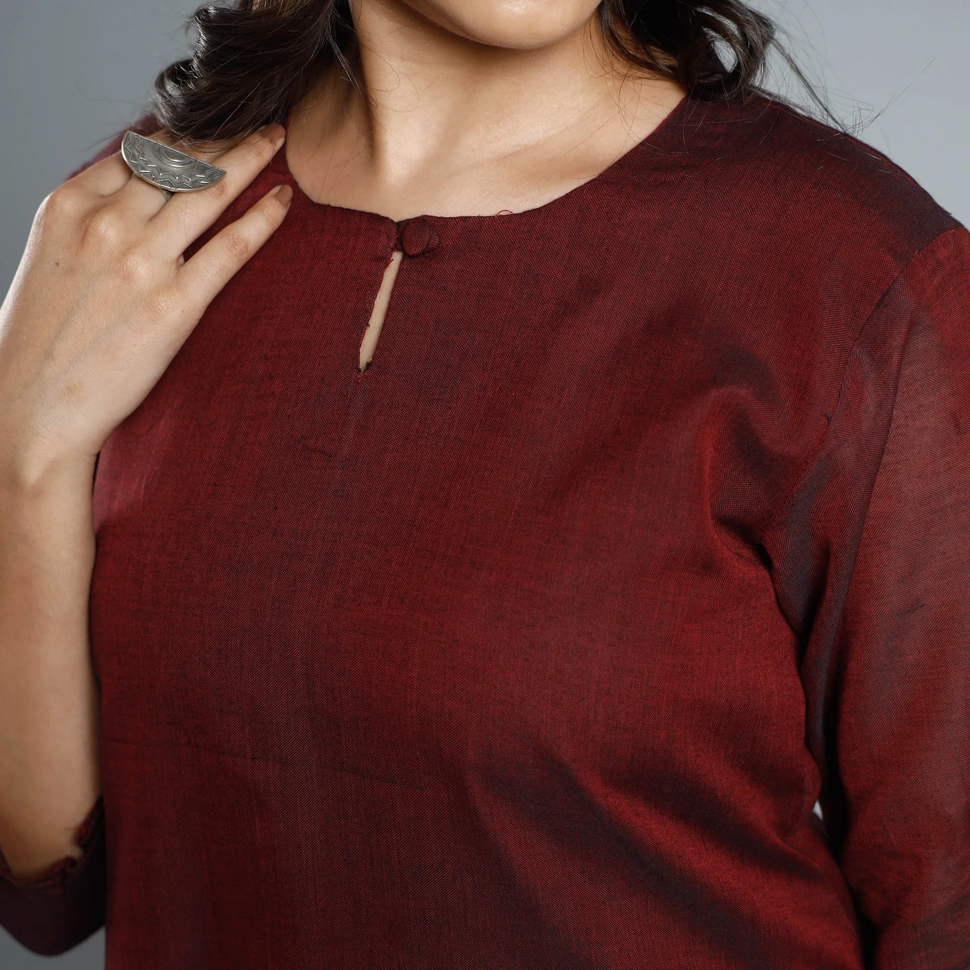 Maroon - Dharwad Cotton Kurta with Palazzo & Dupatta Set sold by Itokri product image thumbnail 5