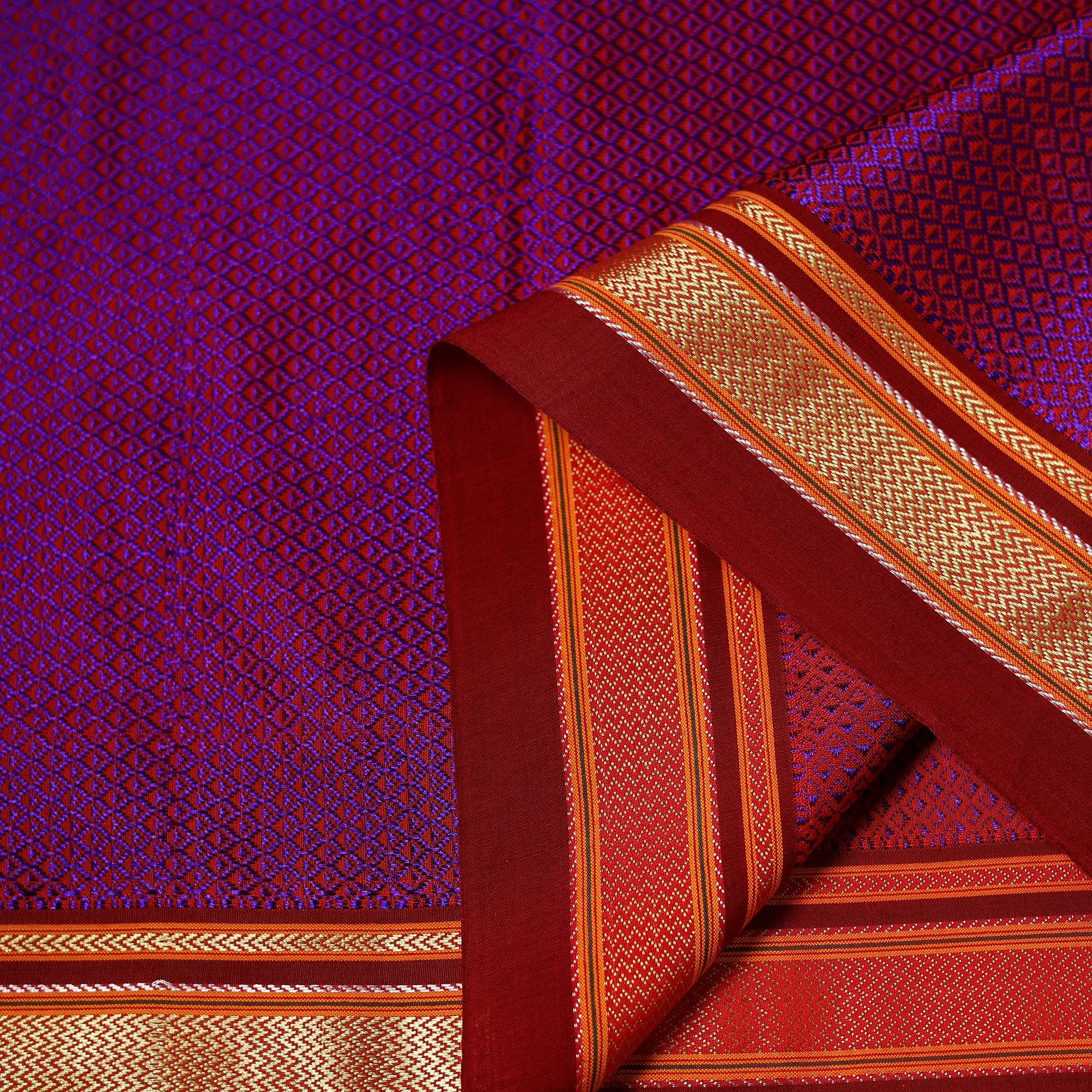 Purple - Karnataka Weave Cotton Khun Fabric 36 sold by Itokri product image thumbnail 3