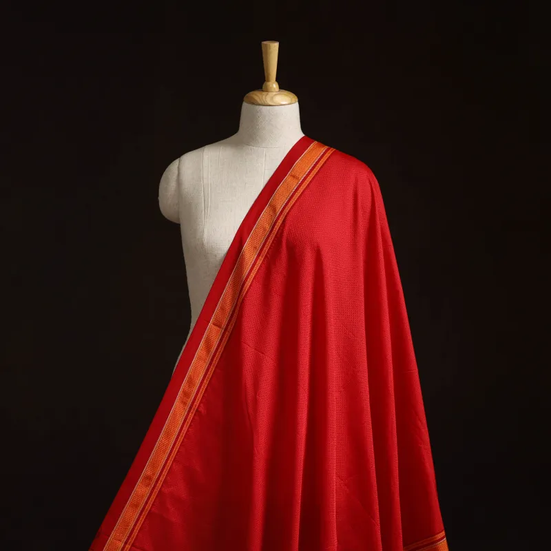 Red - Karnataka Weave Cotton Khun Fabric 10 made by Itokri