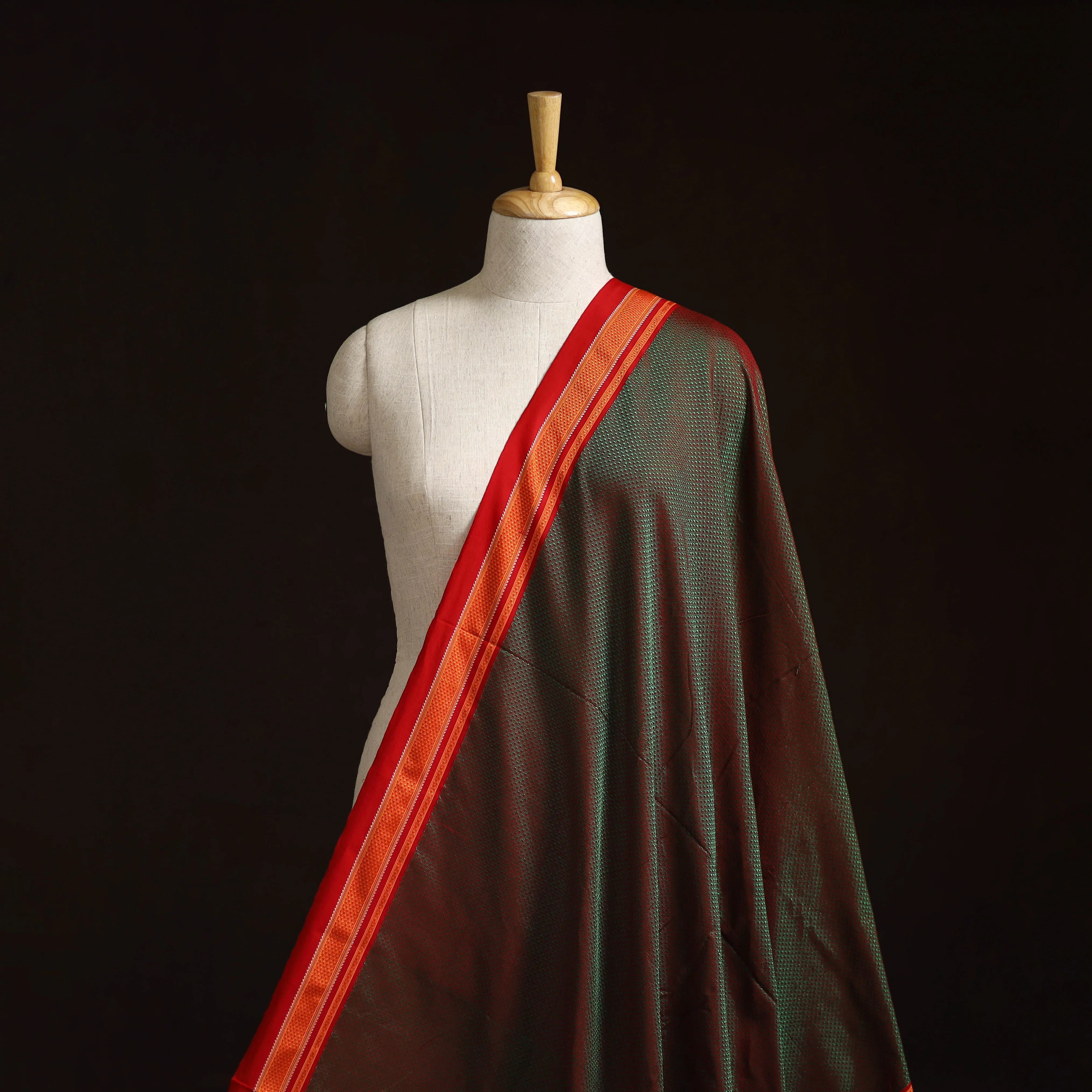 Green - Karnataka Weave Cotton Khun Fabric 18 sold by Itokri