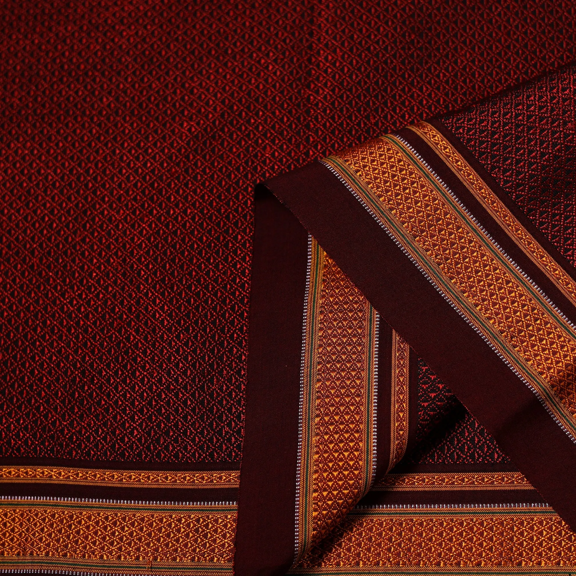 Red - Karnataka Weave Cotton Khun Fabric 28 sold by Itokri product image thumbnail 3