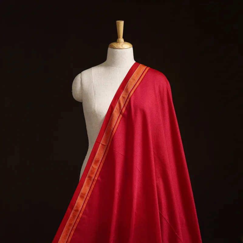 Red - Karnataka Weave Cotton Khun Fabric 26 made by Itokri