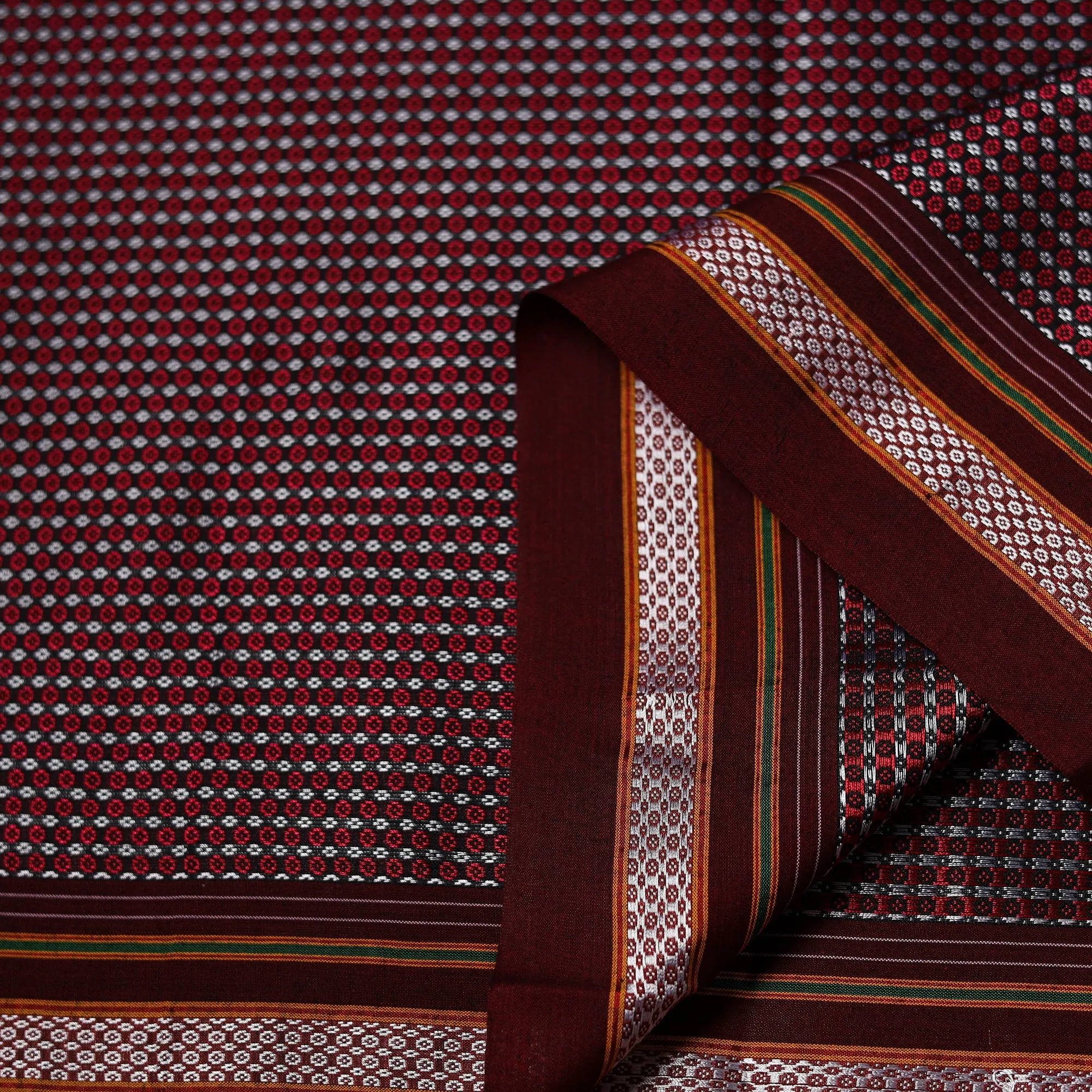 Maroon - Karnataka Weave Cotton Khun Fabric 32 sold by Itokri product image thumbnail 3