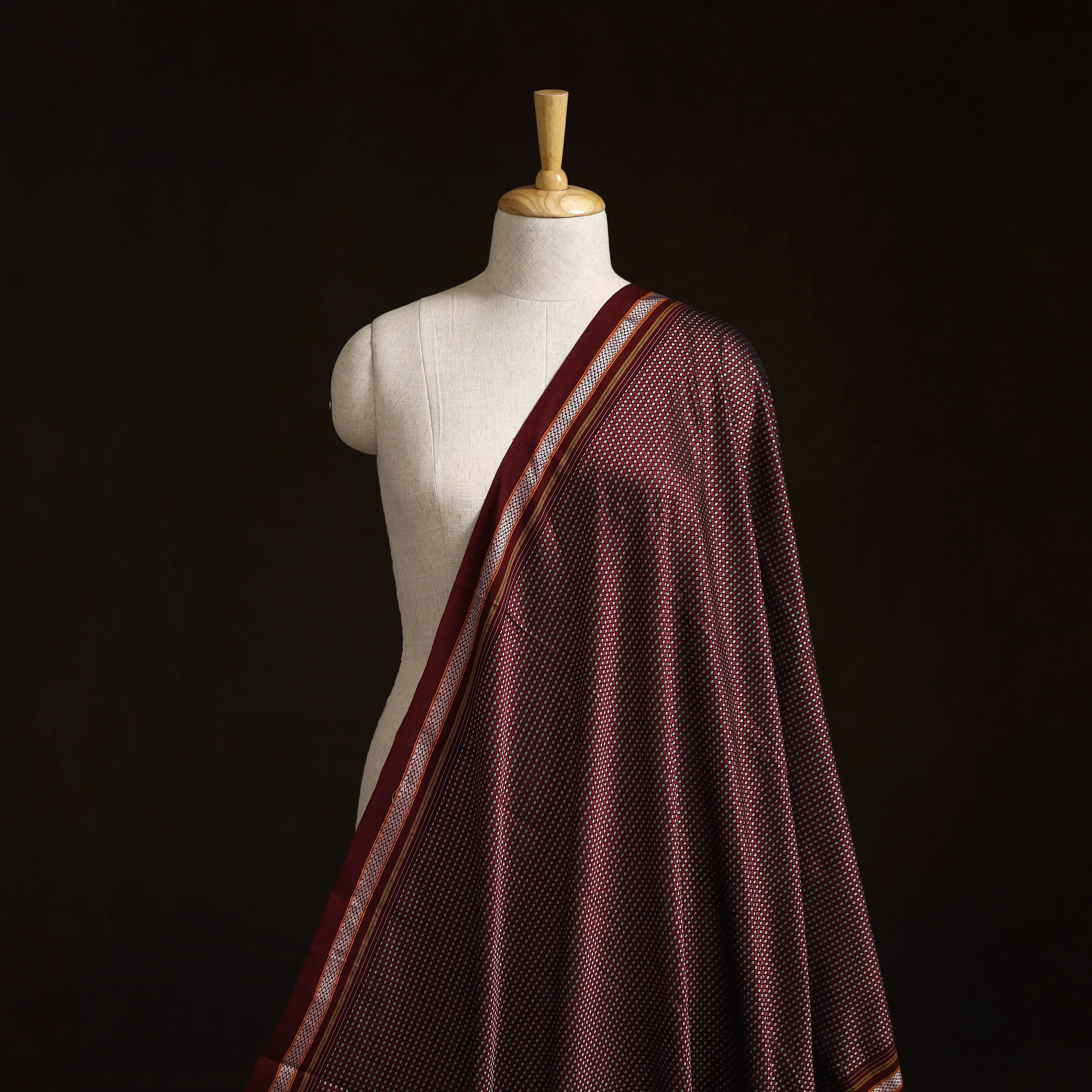 Maroon - Karnataka Weave Cotton Khun Fabric 32 sold by Itokri