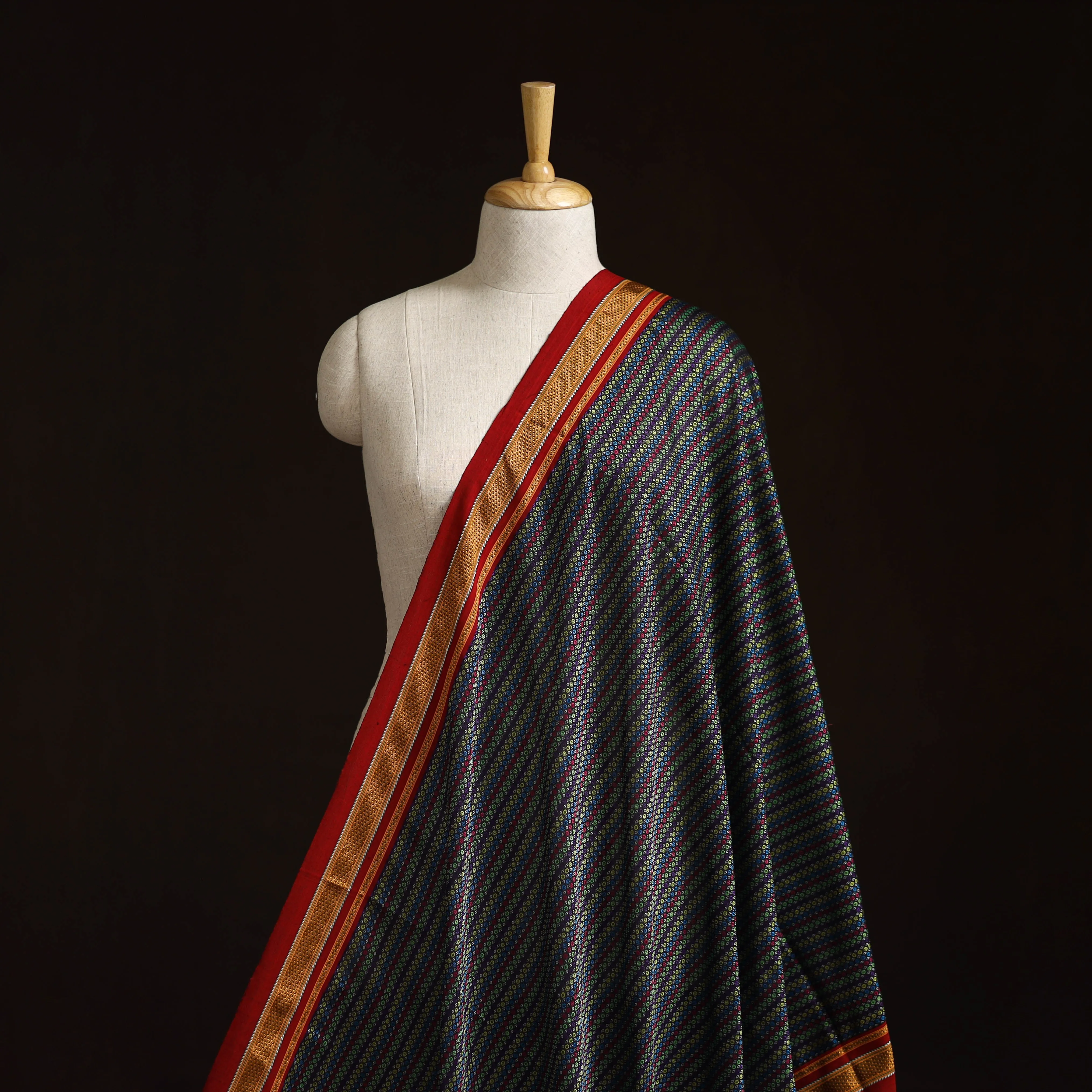 Multicolor - Karnataka Weave Cotton Khun Fabric 30 sold by Itokri