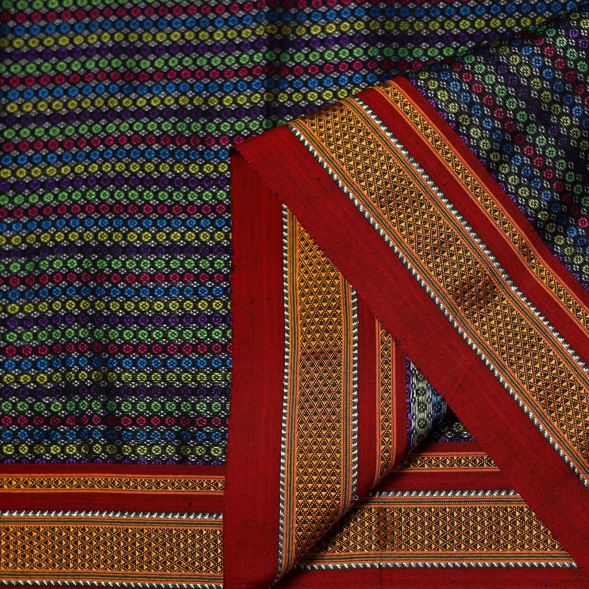 Multicolor - Karnataka Weave Cotton Khun Fabric 30 sold by Itokri product image thumbnail 3