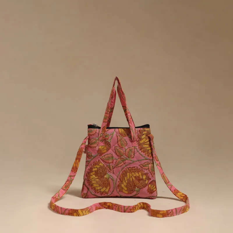 Pink - Handcrafted Quilted Sling Bag 12 made by Itokri