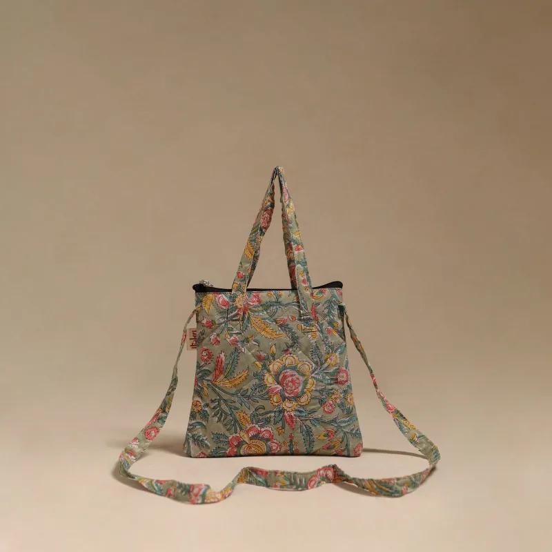 Green - Handcrafted Quilted Sling Bag 04 made by Itokri