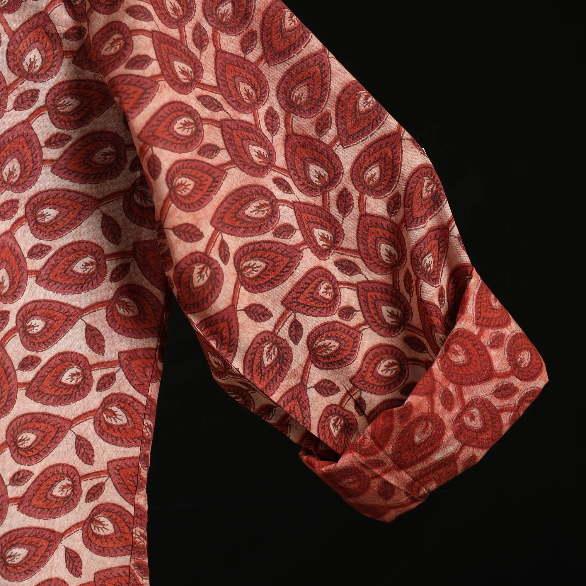 Red - Hand Block Print Natural Dyed Cotton Short Vanaspati Bagru Kurta for Men 07 sold by Itokri product image thumbnail 5