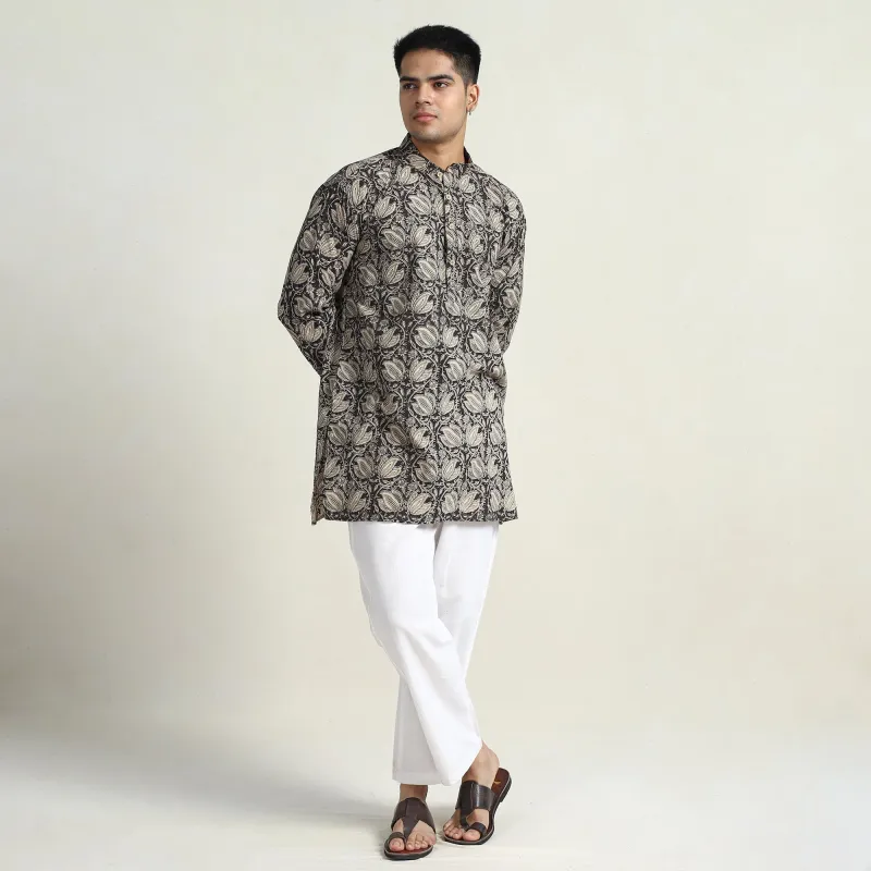 Kalamkari Printed Cotton Men Short Kurta 13 made by Itokri
