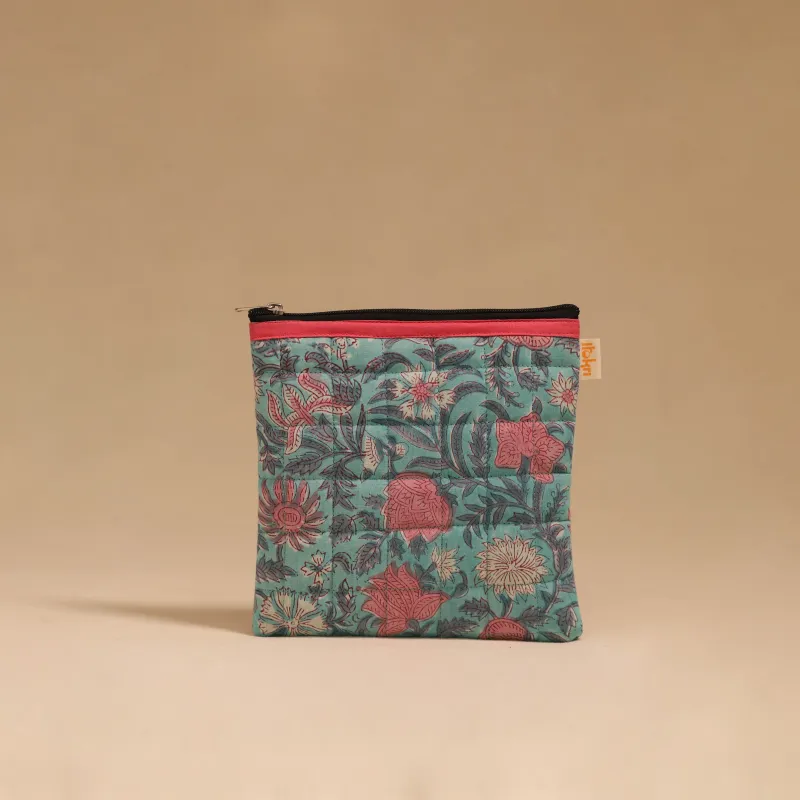 Green - Handmade Quilted Utility Pouch 14 made by Itokri