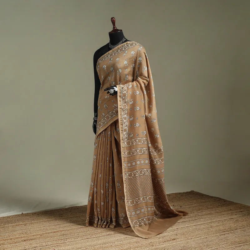 Hand Block Print Natural Dyed Chanderi Silk Akola Saree 32 made by Itokri