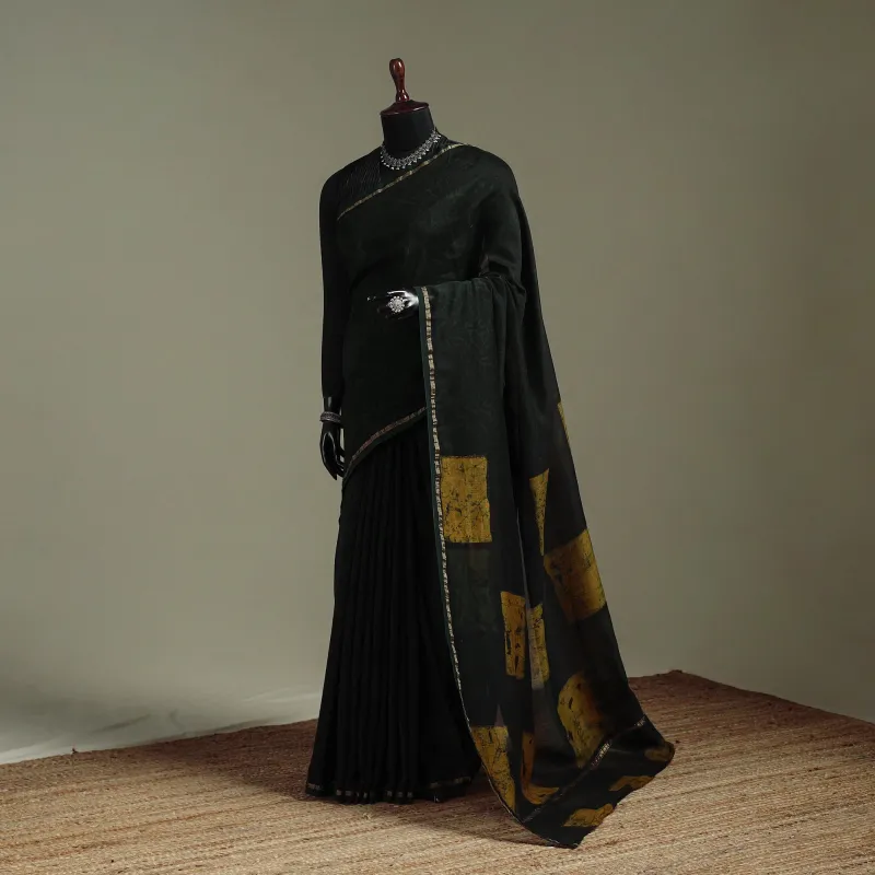 Hand Block Print Natural Dyed Chanderi Silk Akola Saree 31 made by Itokri