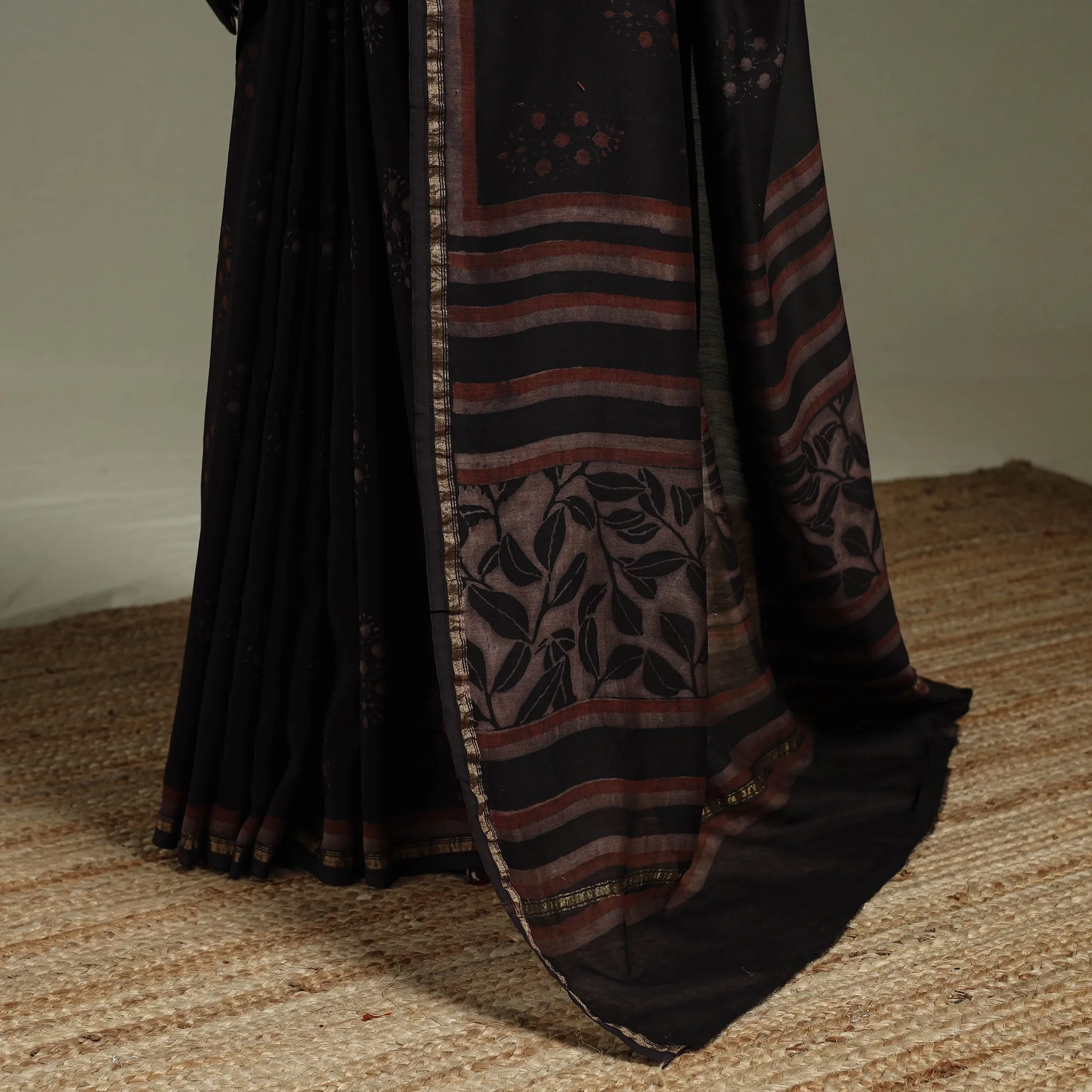 Hand Block Print Natural Dyed Chanderi Silk Akola Saree 27 sold by Itokri product image thumbnail 4