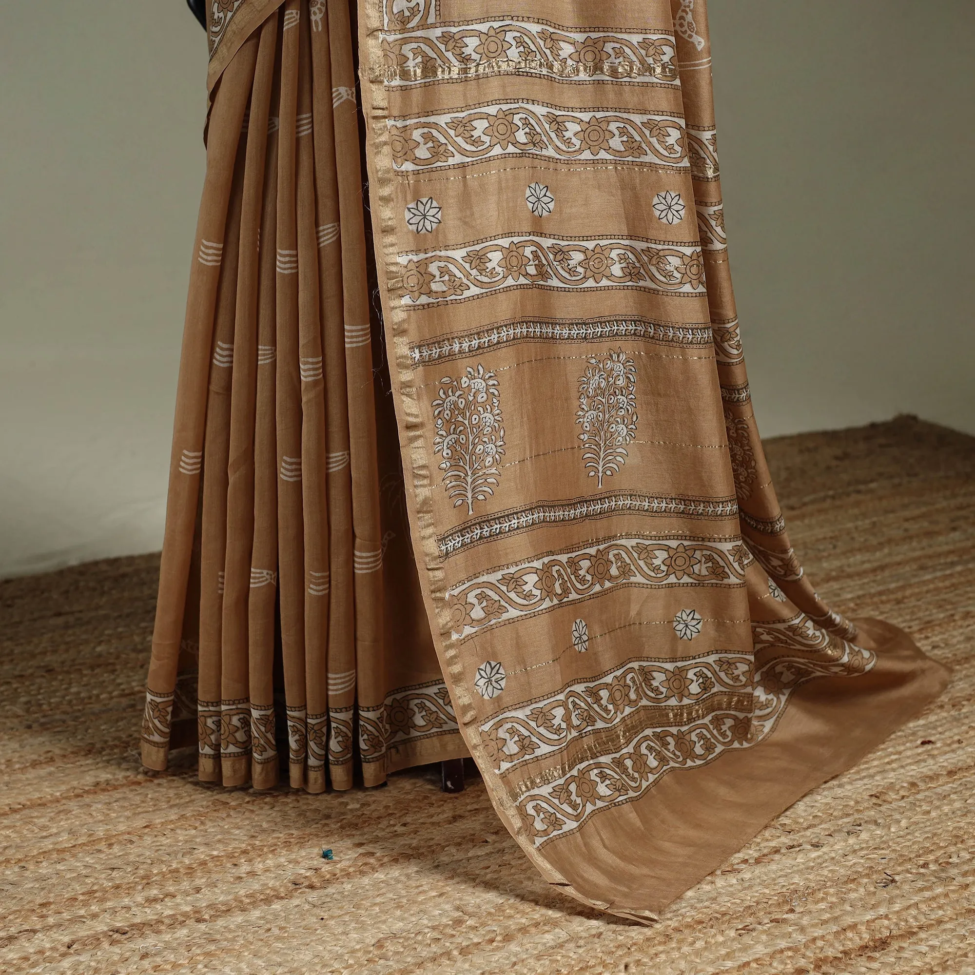 Hand Block Print Natural Dyed Chanderi Silk Akola Saree 19 sold by Itokri product image thumbnail 4