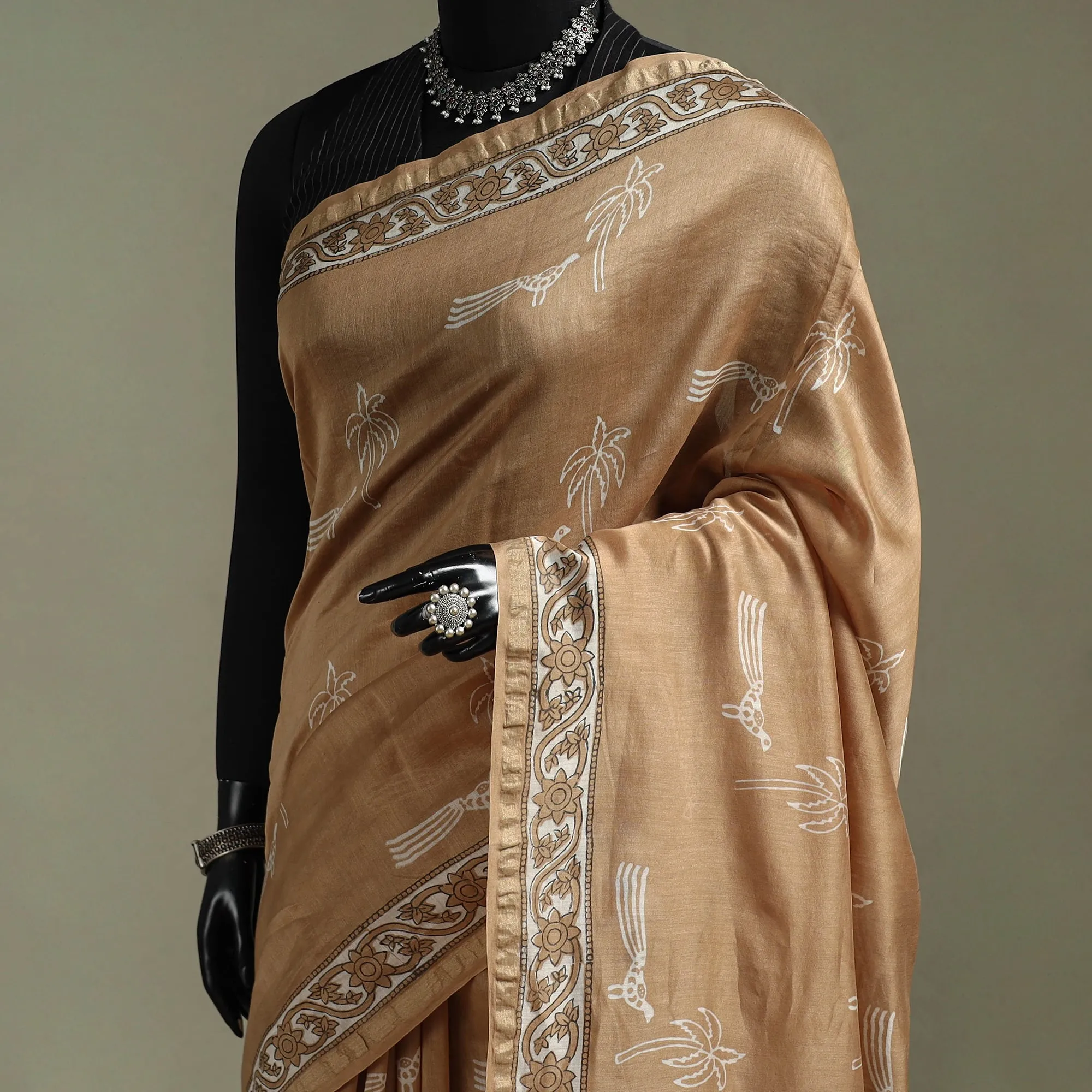 Hand Block Print Natural Dyed Chanderi Silk Akola Saree 19 sold by Itokri product image thumbnail 2