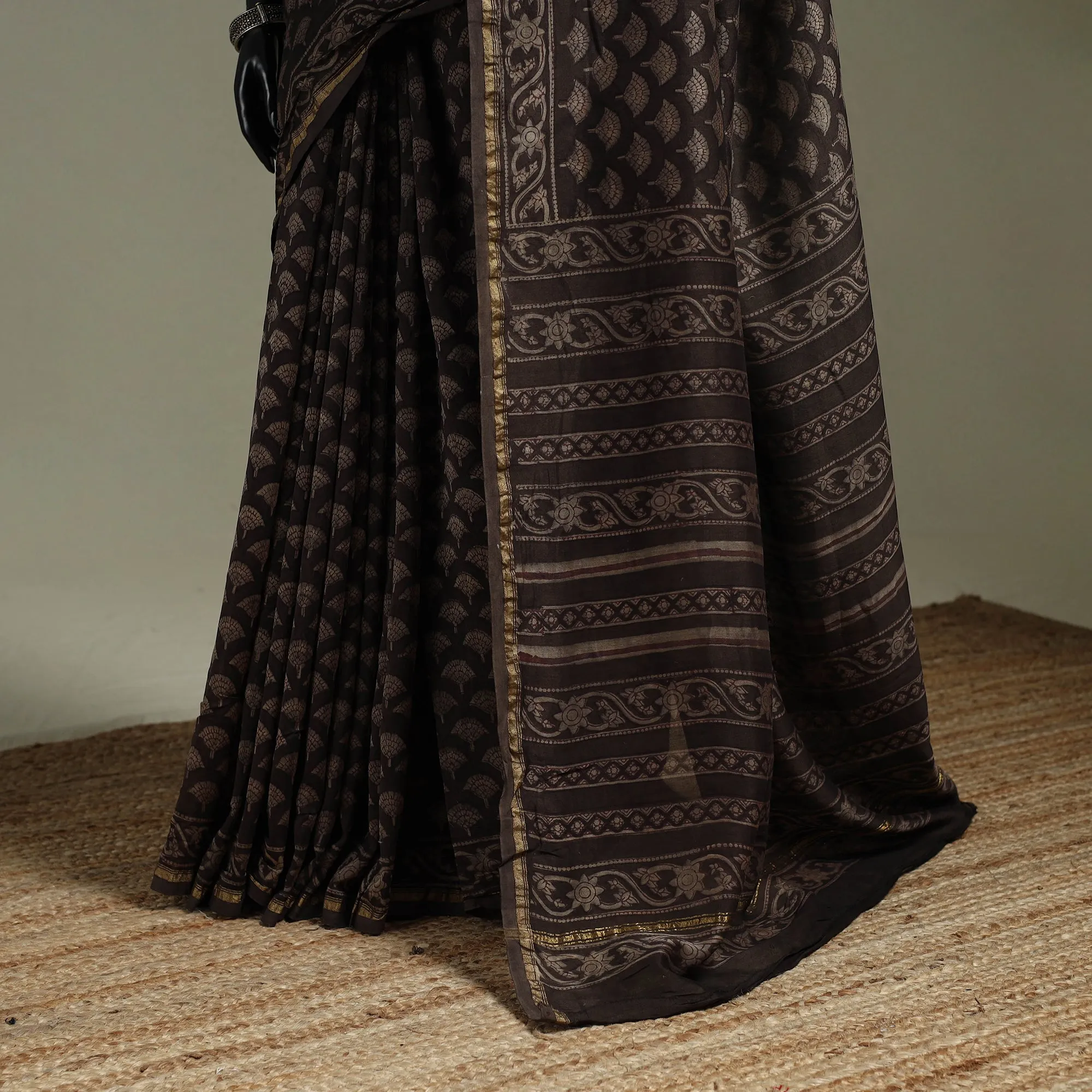 Hand Block Print Natural Dyed Chanderi Silk Akola Saree 14 sold by Itokri product image thumbnail 4