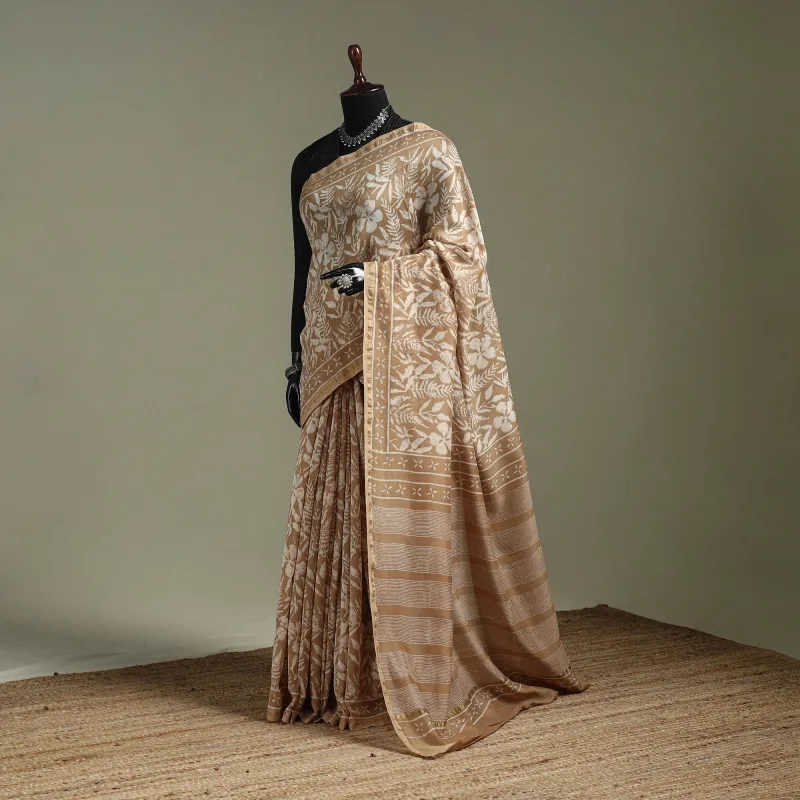 Hand Block Print Natural Dyed Chanderi Silk Akola Saree 13 made by Itokri