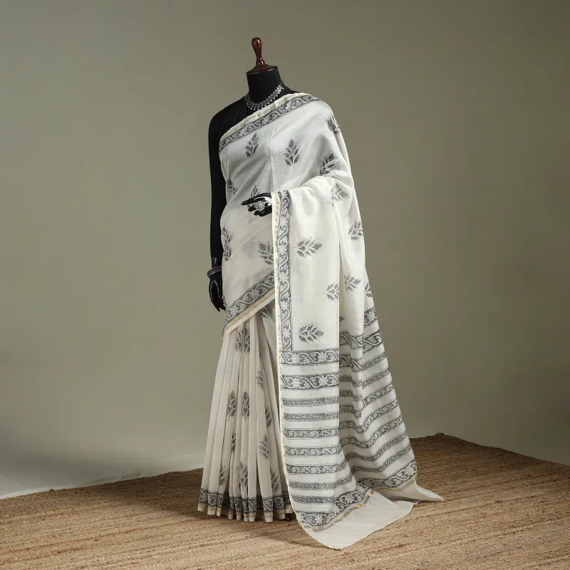 Hand Block Print Natural Dyed Chanderi Silk Akola Saree 09 made by Itokri