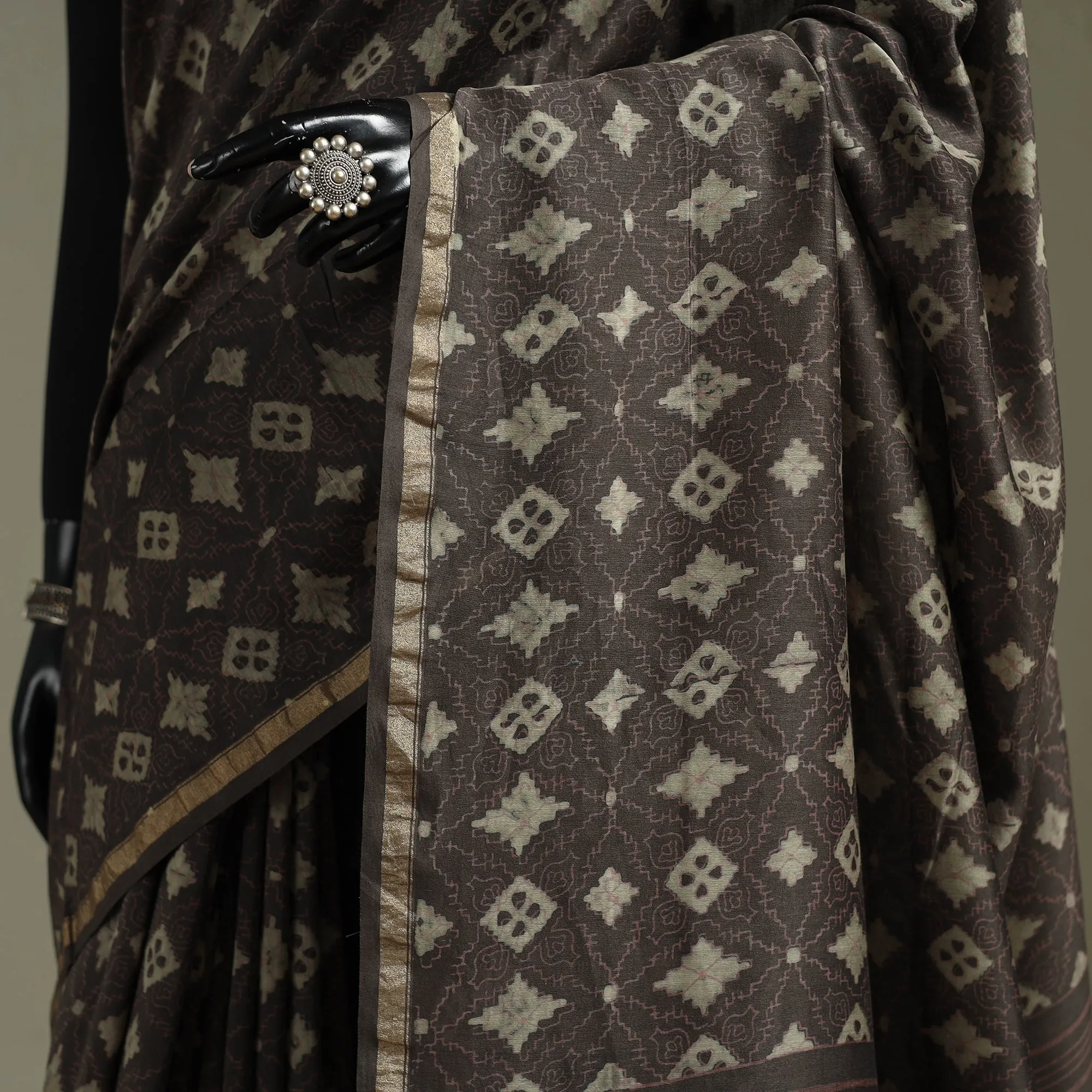 Hand Block Print Natural Dyed Chanderi Silk Akola Saree 07 sold by Itokri product image thumbnail 3