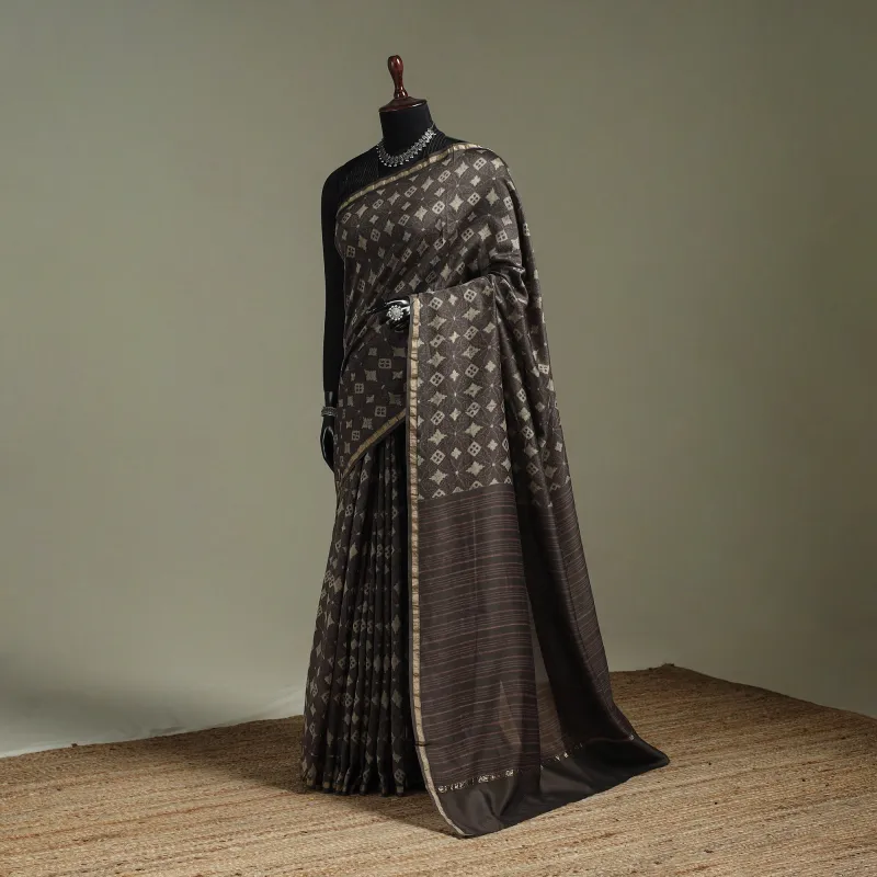 Hand Block Print Natural Dyed Chanderi Silk Akola Saree 07 made by Itokri