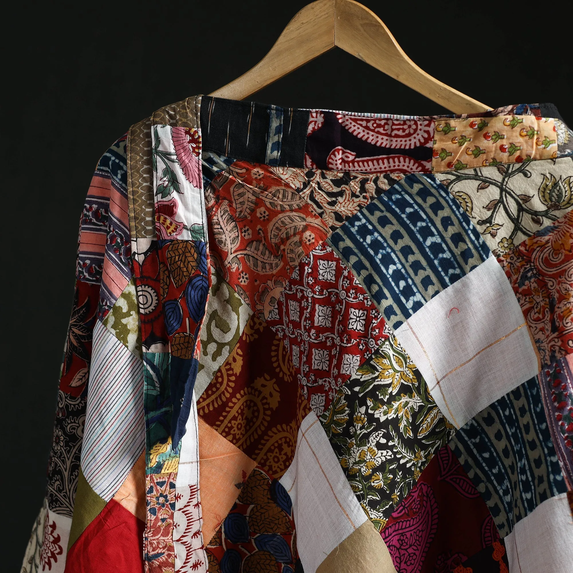 Multicolor - Tukdi Patchwork Cotton Wrap Around Skirt 42 sold by Itokri product image thumbnail 3