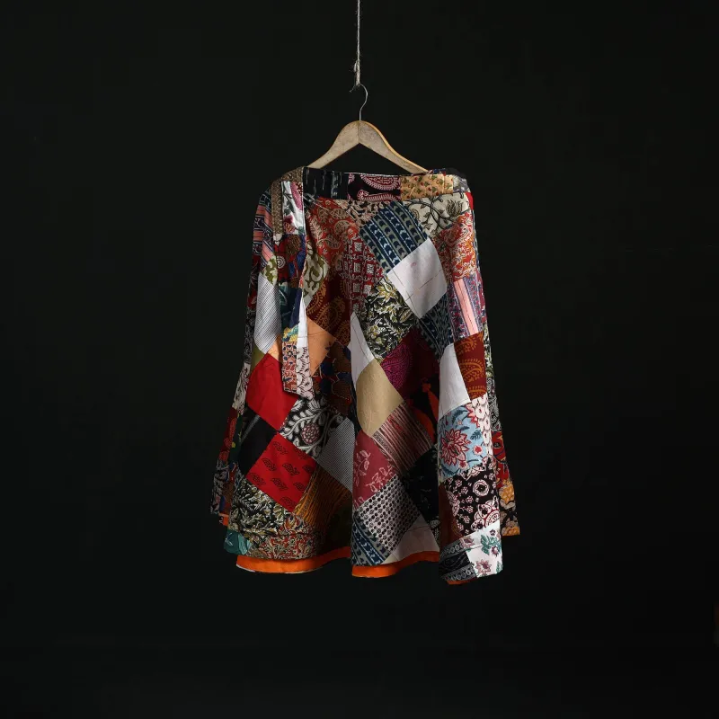 Multicolor - Tukdi Patchwork Cotton Wrap Around Skirt 42 made by Itokri
