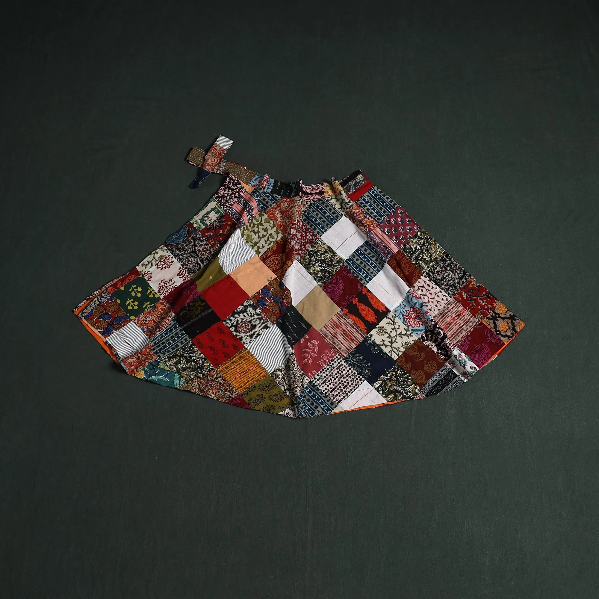 Multicolor - Tukdi Patchwork Cotton Wrap Around Skirt 42 sold by Itokri product image thumbnail 2