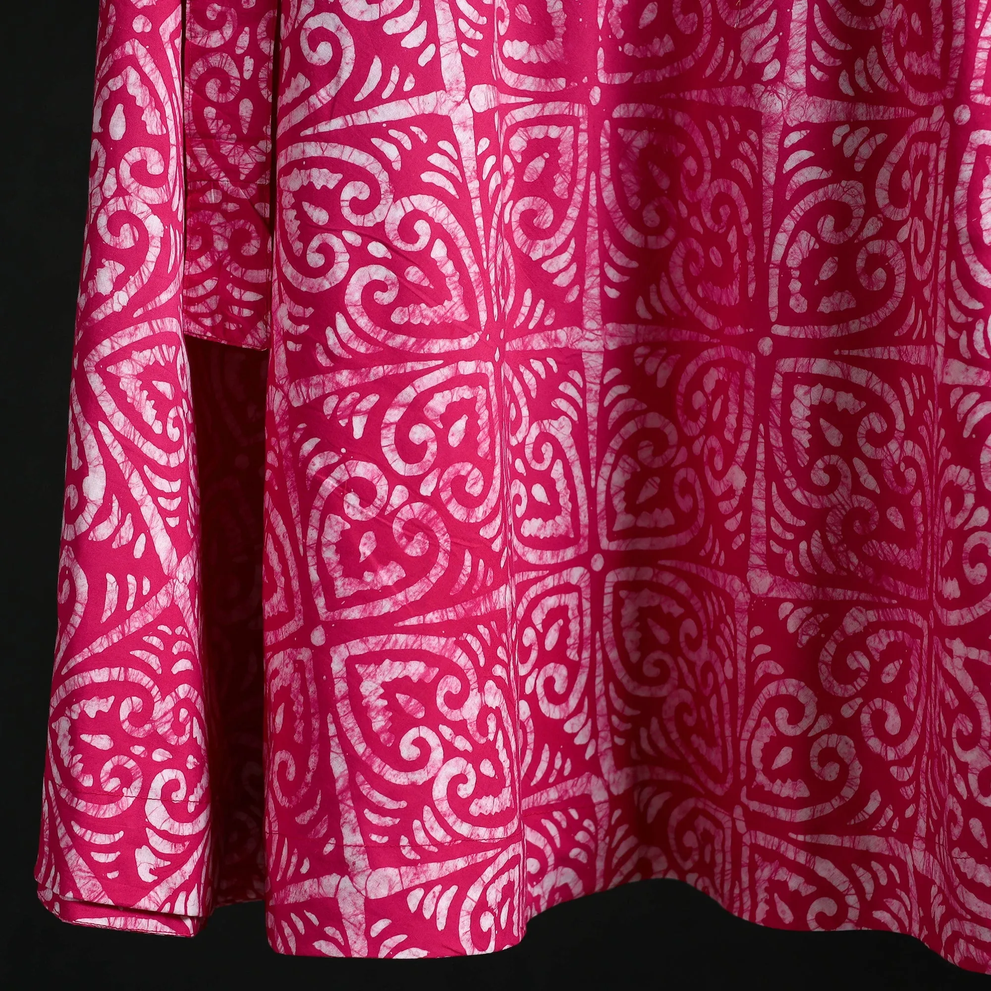 Pink - Hand Block Batik Print Cotton Wrap Around Skirt 32 sold by Itokri product image thumbnail 4